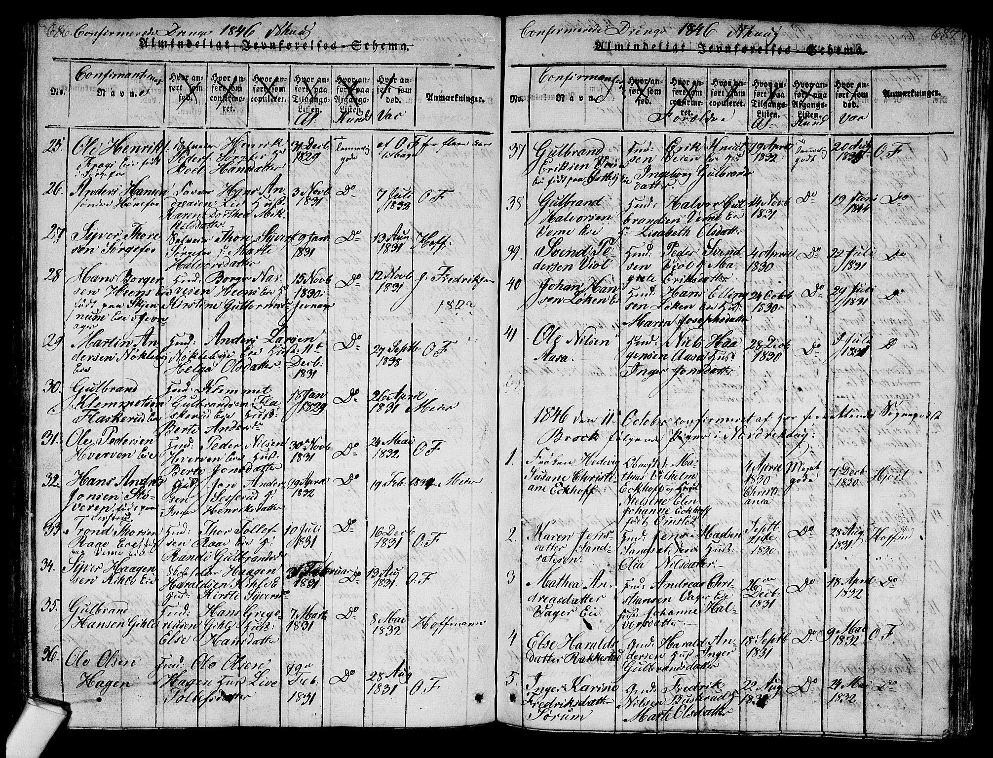 Norderhov kirkebøker, AV/SAKO-A-237/G/Ga/L0003: Parish register (copy) no. I 3 /1, 1814-1876, p. 686-687