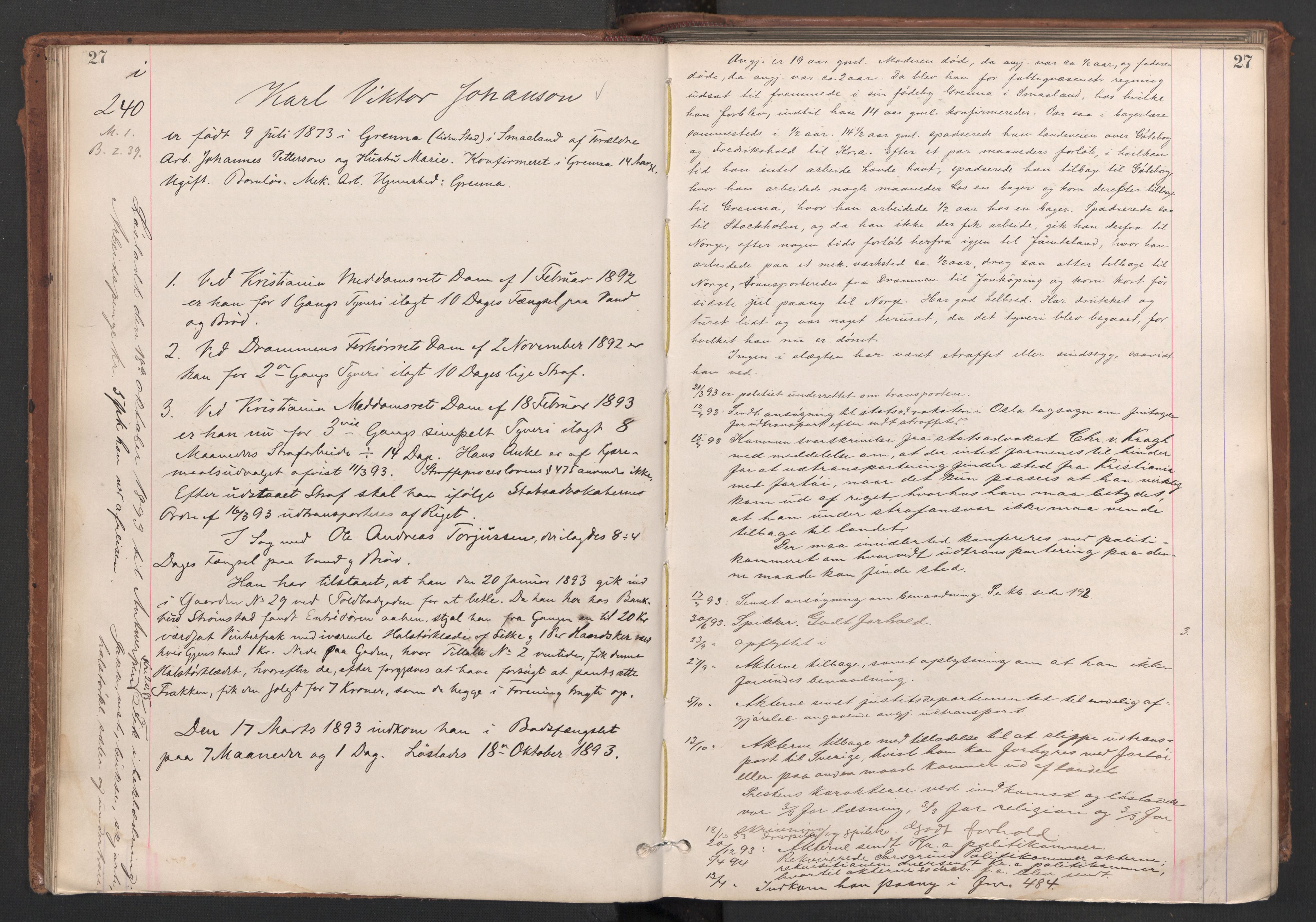 Botsfengslet, AV/RA-S-1539/D/Db/Dbb/L0028: 214i - 506i, 1893-1894, p. 27