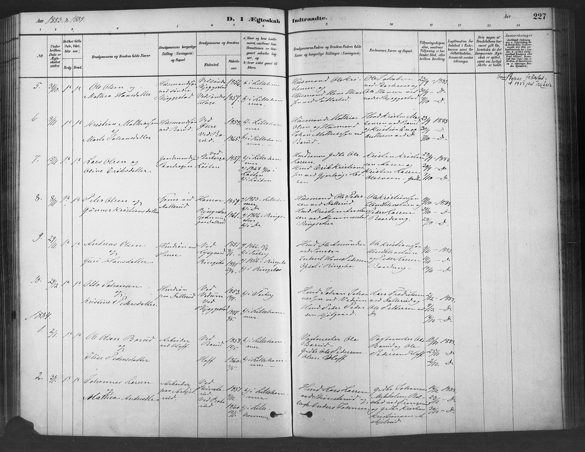 Fåberg prestekontor, SAH/PREST-086/H/Ha/Haa/L0009: Parish register (official) no. 9, 1879-1898, p. 227