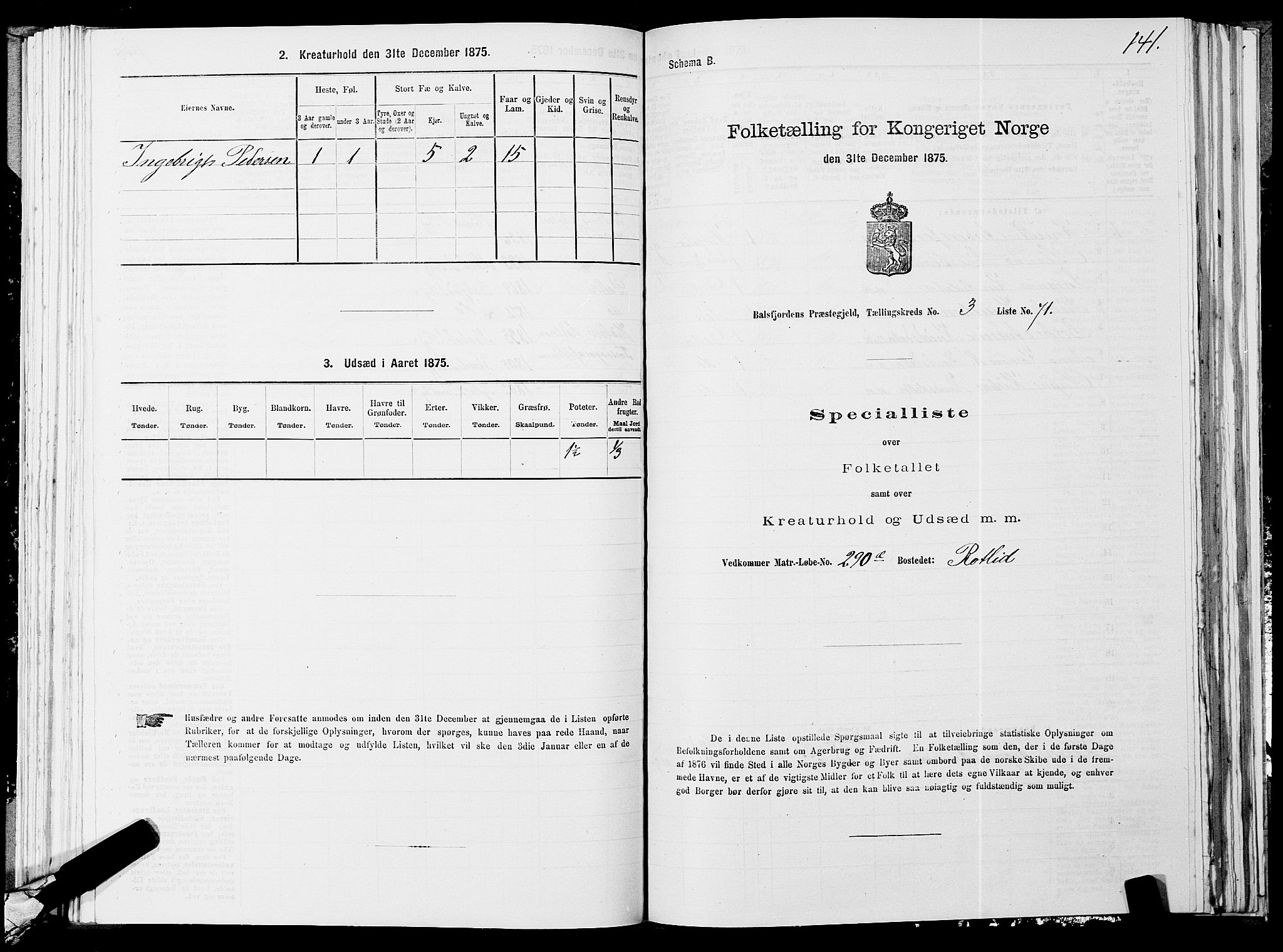 SATØ, 1875 census for 1933P Balsfjord, 1875, p. 1741