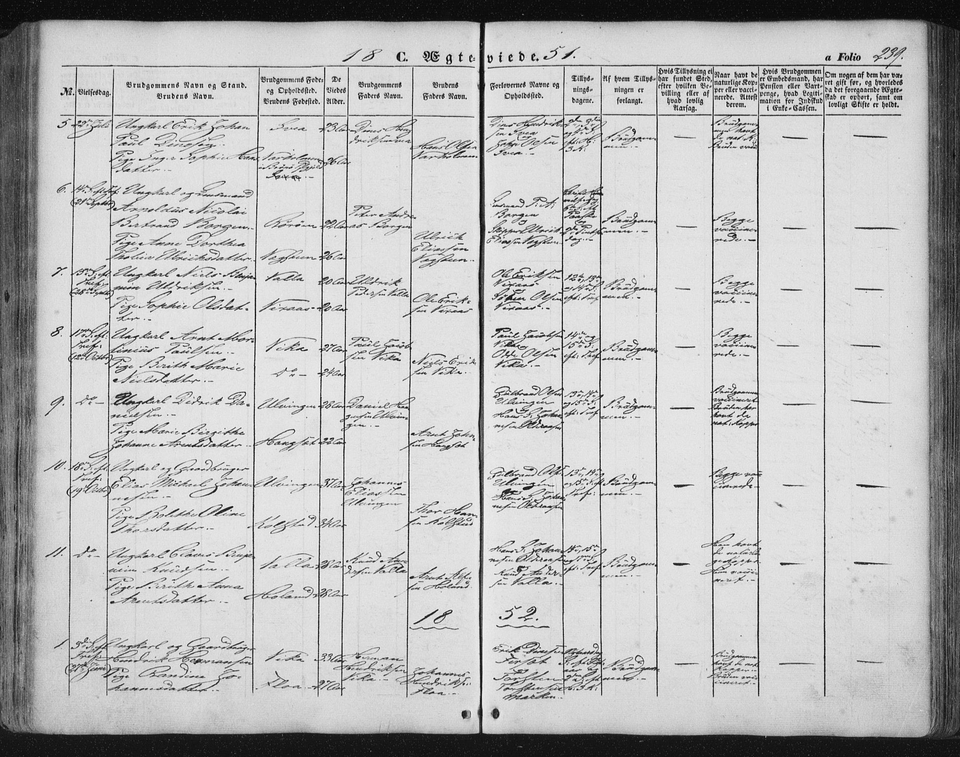 Ministerialprotokoller, klokkerbøker og fødselsregistre - Nordland, SAT/A-1459/816/L0240: Parish register (official) no. 816A06, 1846-1870, p. 239