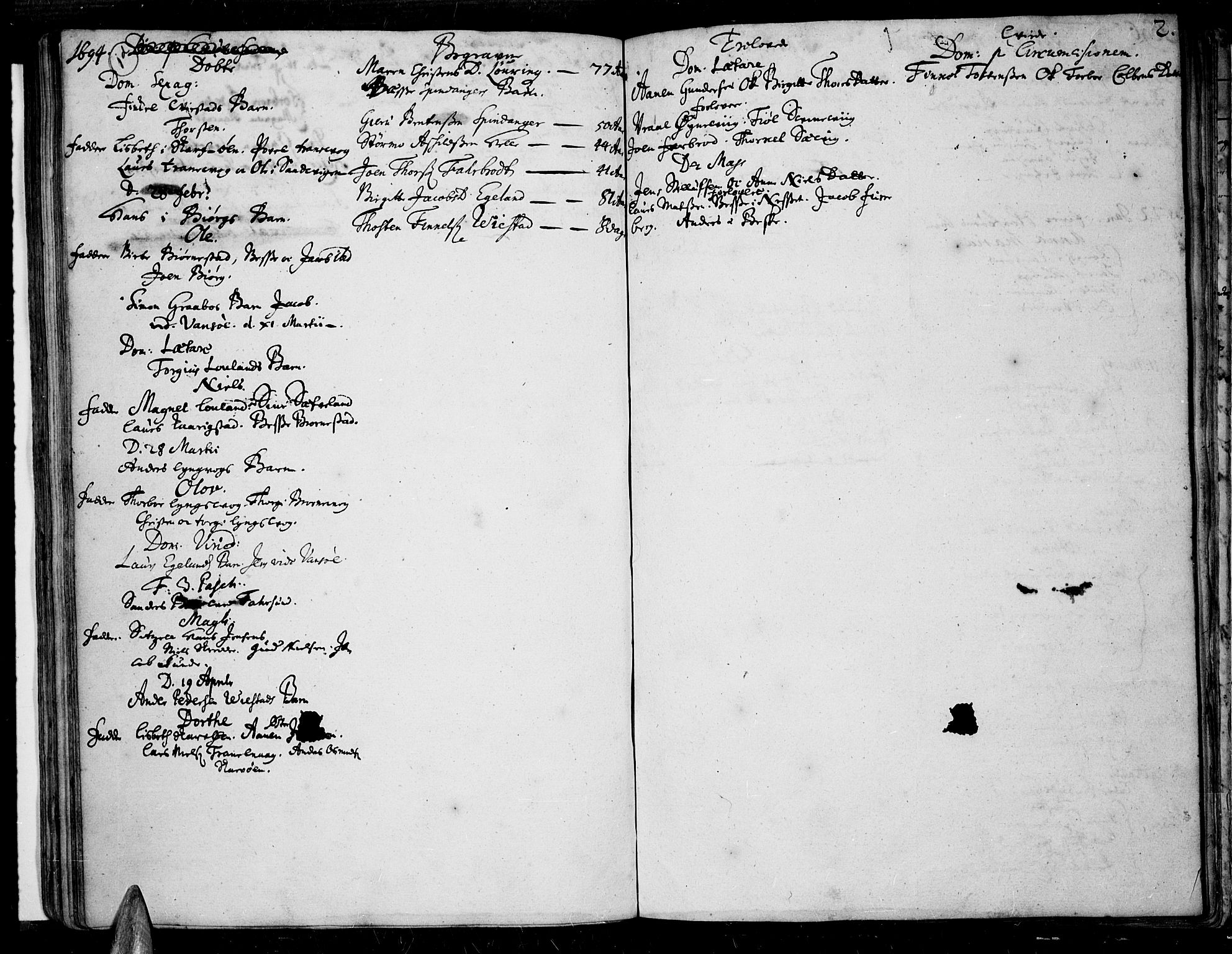 Lista sokneprestkontor, AV/SAK-1111-0027/F/Fa/L0001: Parish register (official) no. A 1 /3, 1693-1714, p. 2