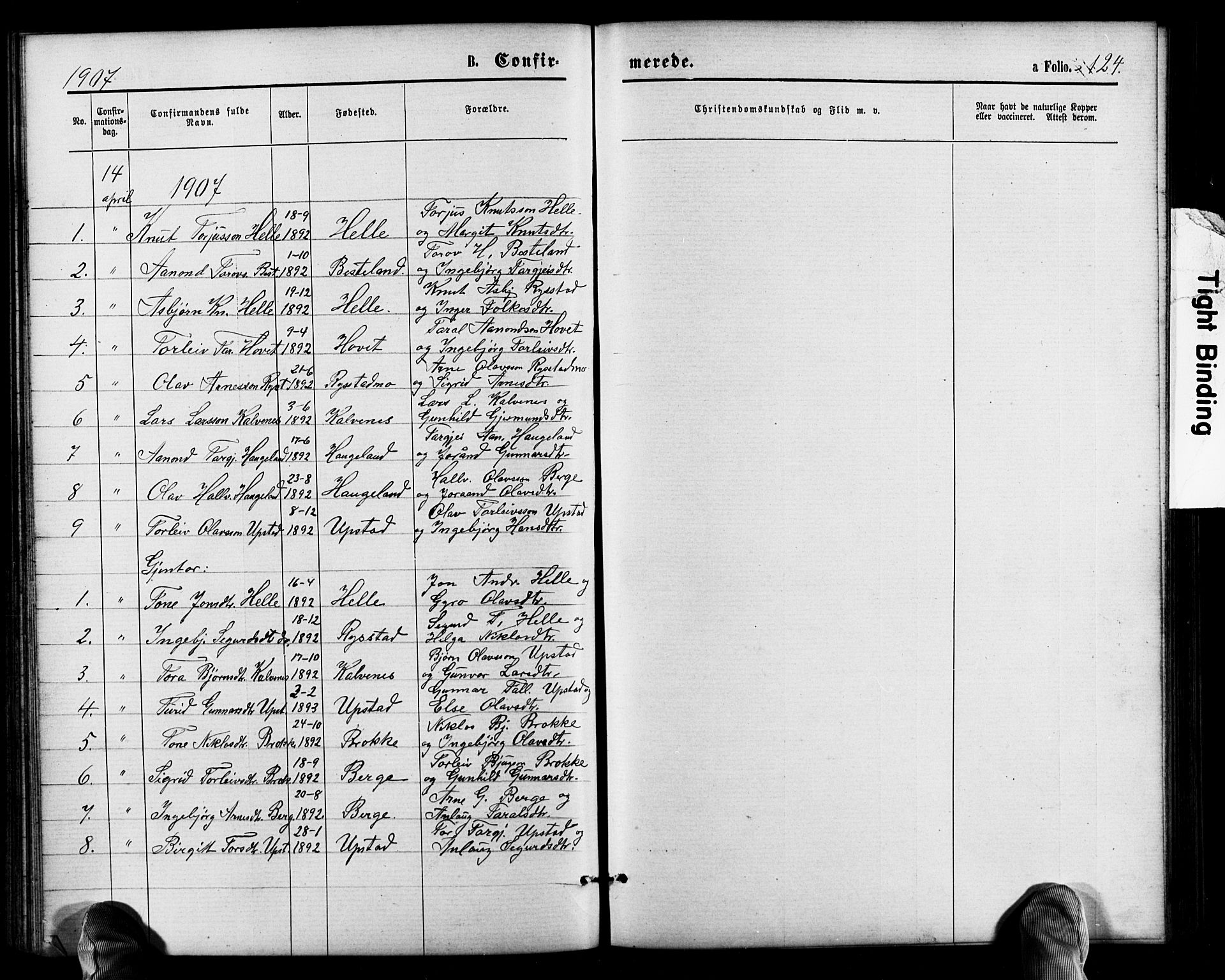 Valle sokneprestkontor, SAK/1111-0044/F/Fb/Fbb/L0002: Parish register (copy) no. B 2, 1875-1921, p. 124