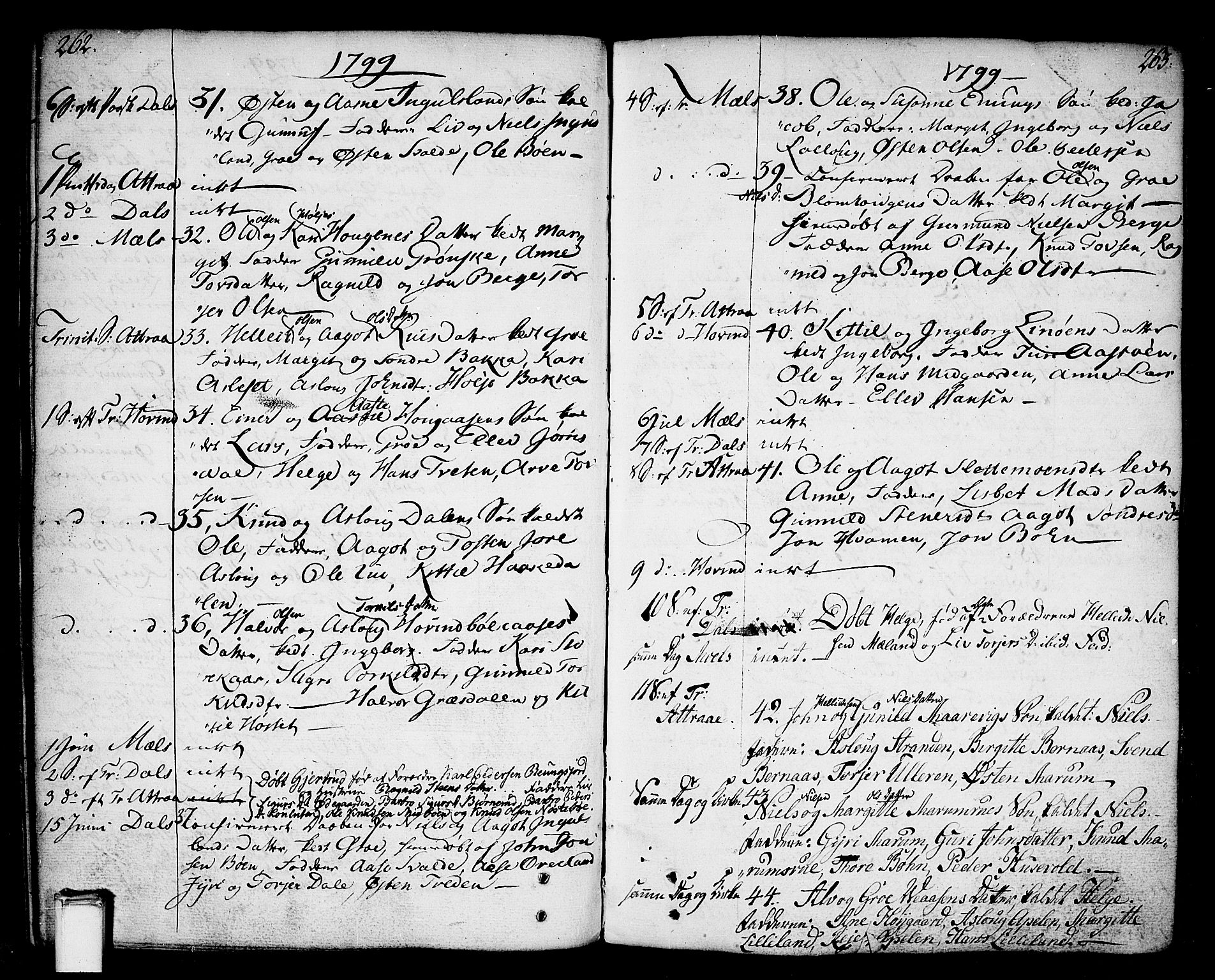 Tinn kirkebøker, AV/SAKO-A-308/F/Fa/L0002: Parish register (official) no. I 2, 1757-1810, p. 262-263