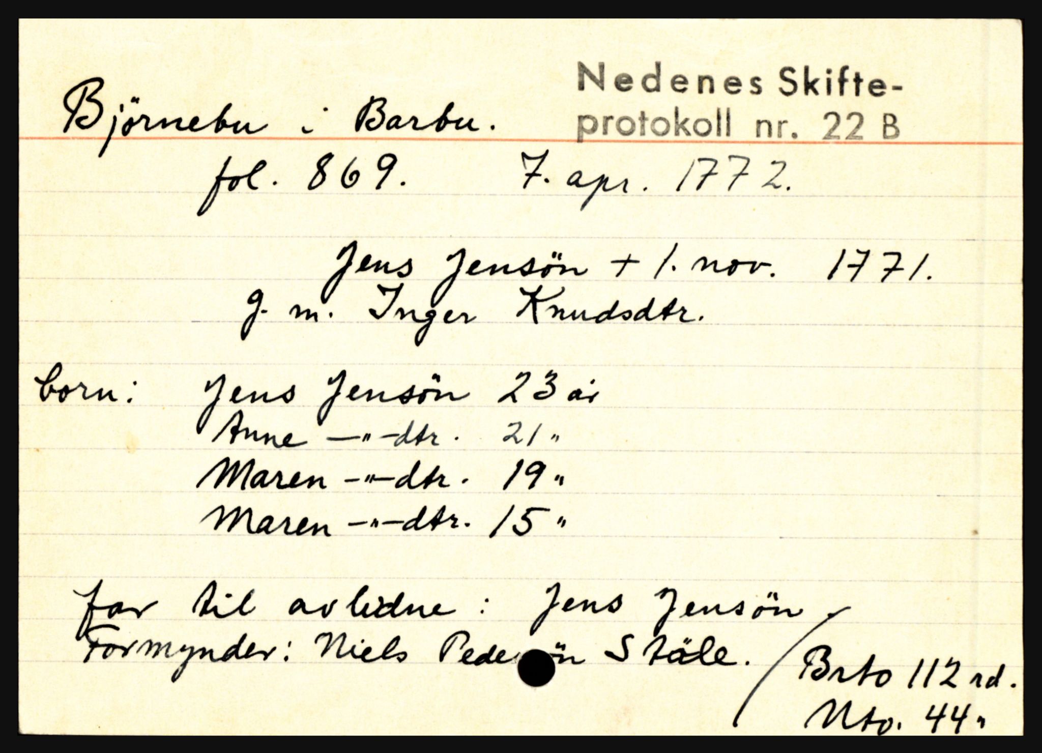 Nedenes sorenskriveri før 1824, AV/SAK-1221-0007/H, p. 2929