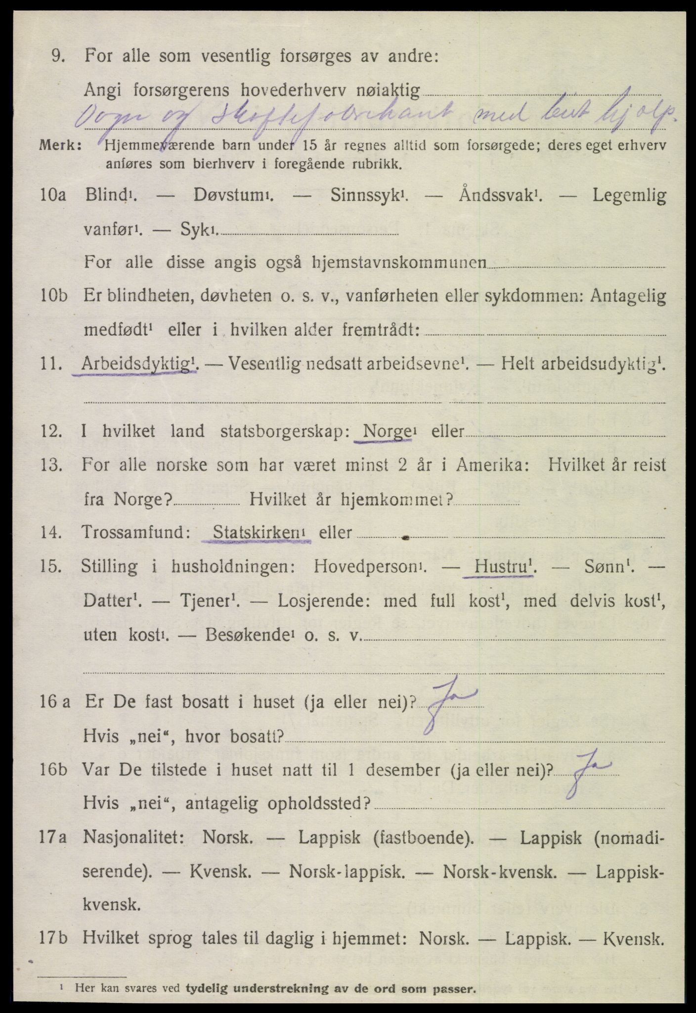 SAT, 1920 census for Overhalla, 1920, p. 1545