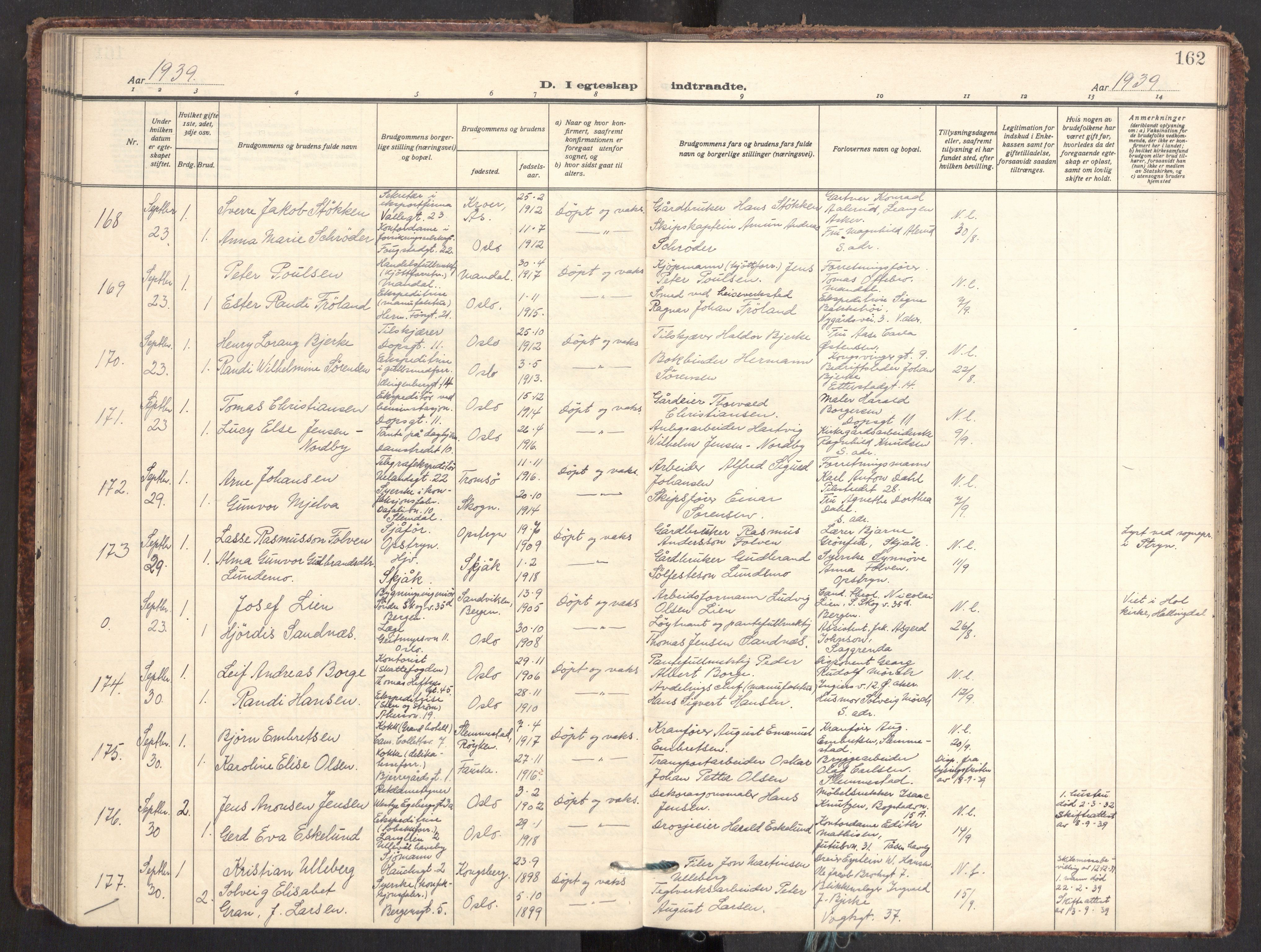 Gamle Aker prestekontor Kirkebøker, AV/SAO-A-10617a/F/L0021: Parish register (official) no. 21, 1932-1941, p. 162
