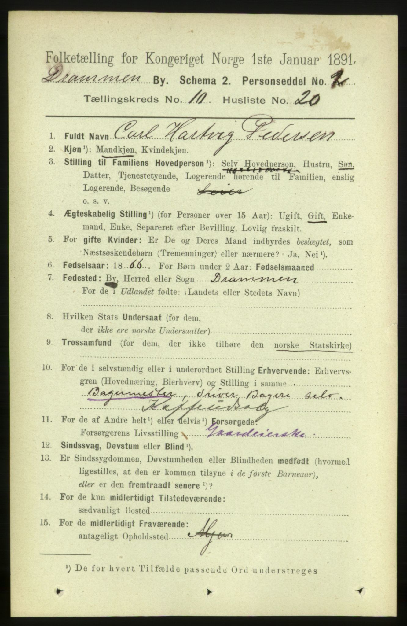 RA, 1891 census for 0602 Drammen, 1891, p. 8193