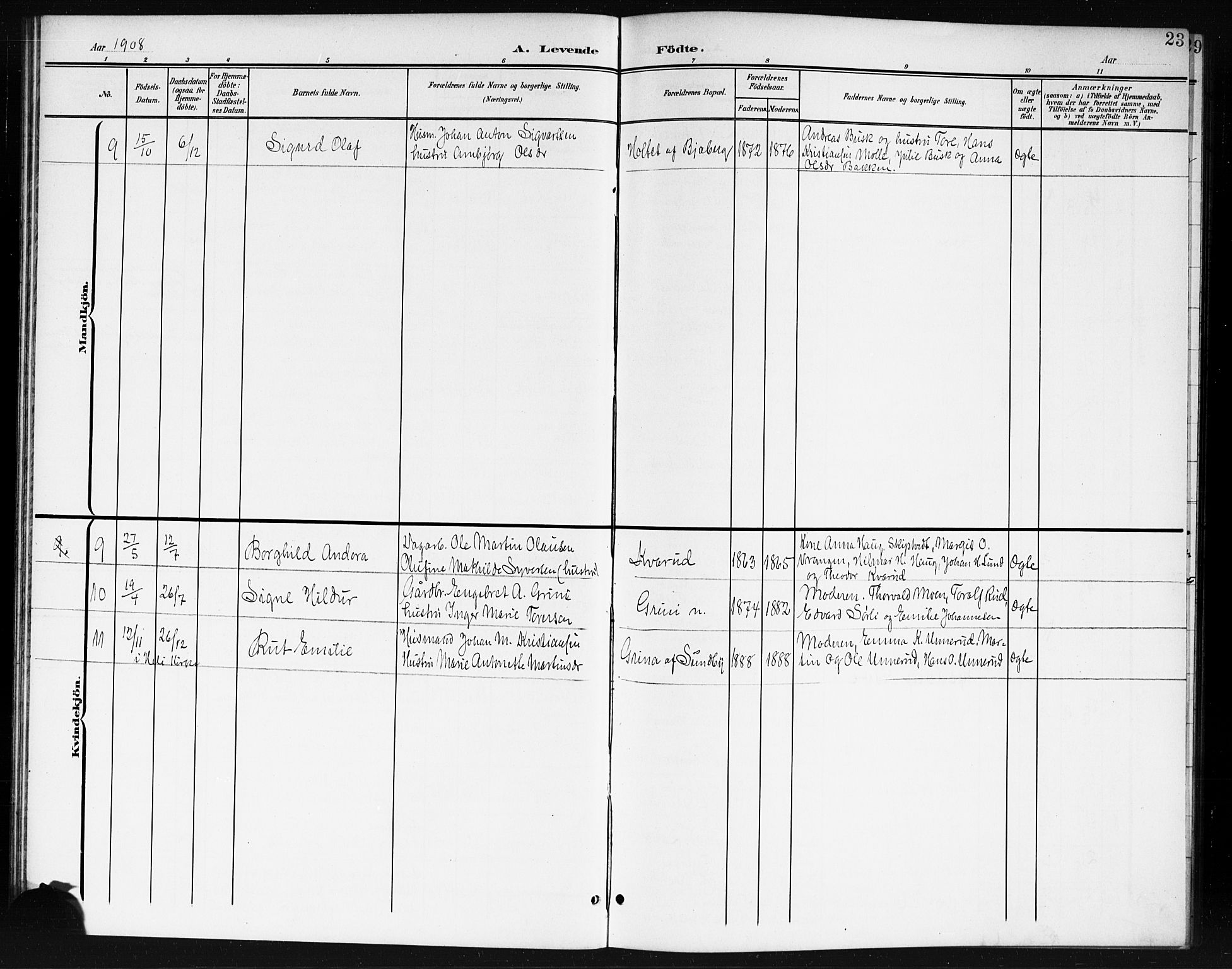 Spydeberg prestekontor Kirkebøker, AV/SAO-A-10924/G/Ga/L0002: Parish register (copy) no. I 2, 1901-1922, p. 23