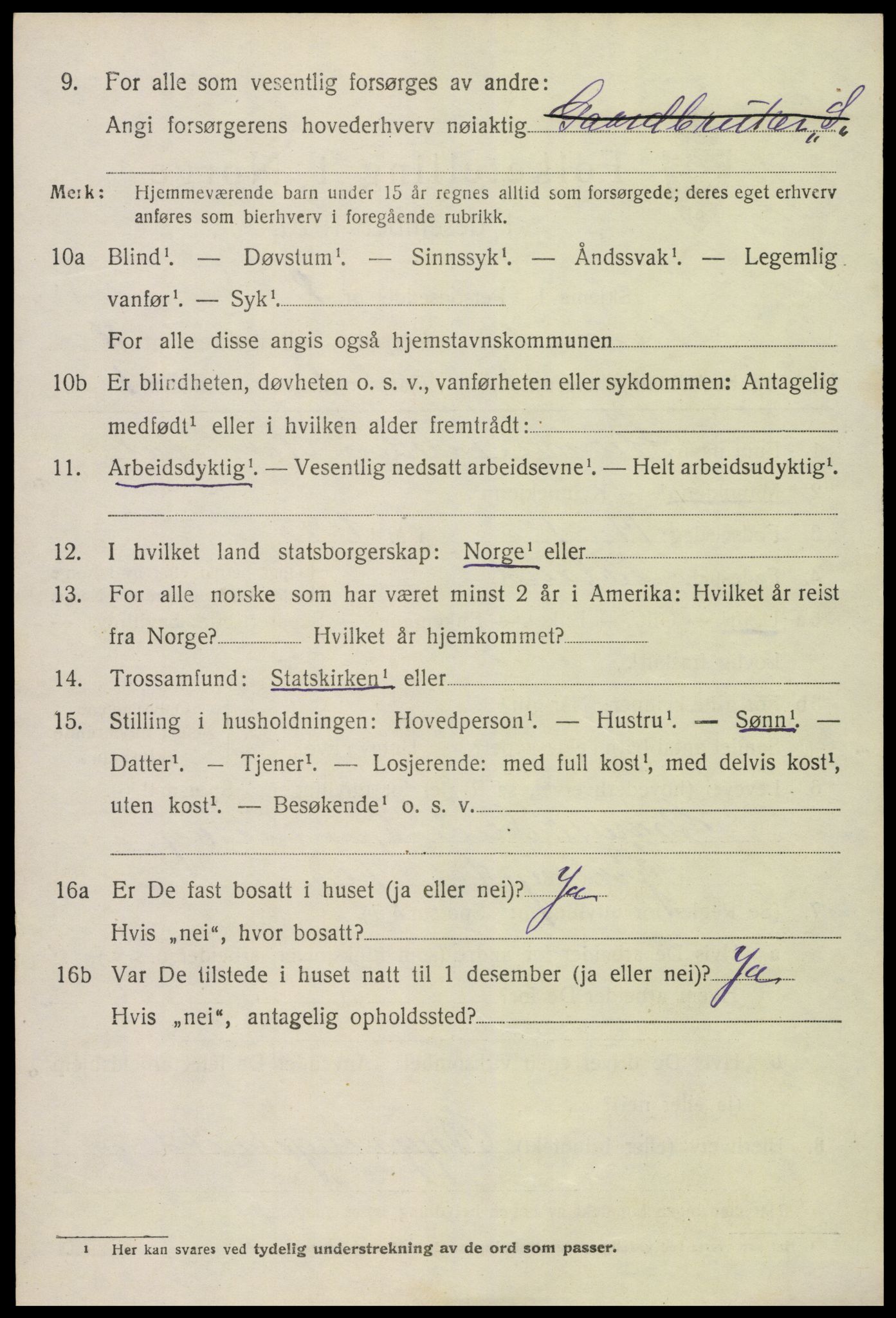 SAK, 1920 census for Froland, 1920, p. 5678