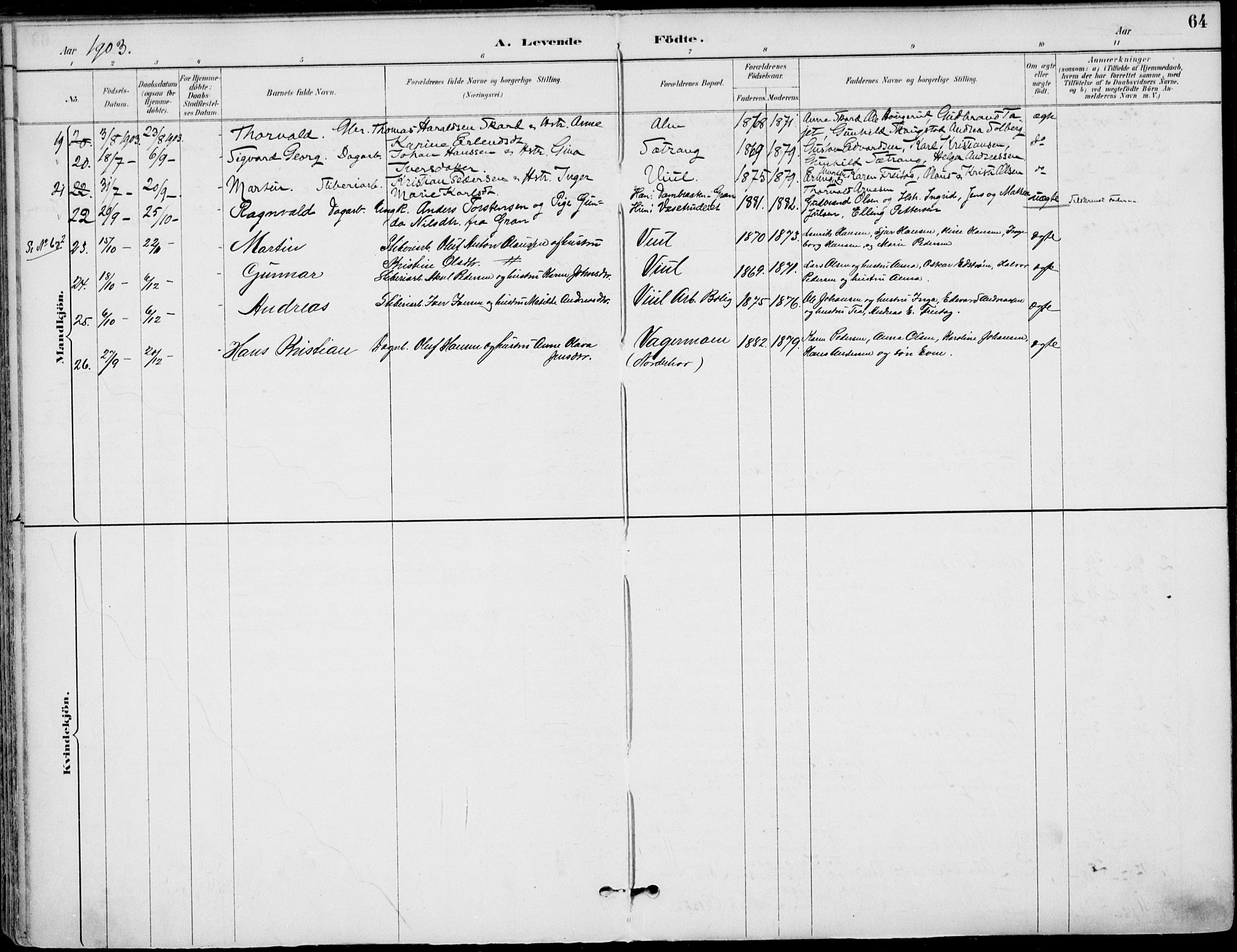 Haug kirkebøker, AV/SAKO-A-604/F/Fa/L0001: Parish register (official) no. 1, 1885-1917, p. 64