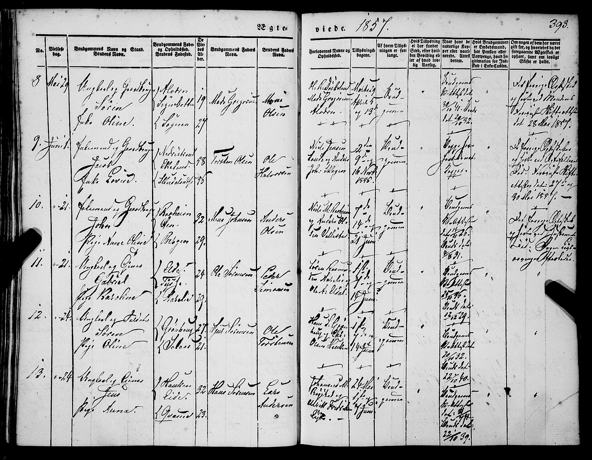 Gaular sokneprestembete, AV/SAB-A-80001/H/Haa: Parish register (official) no. A 4II, 1841-1859, p. 393