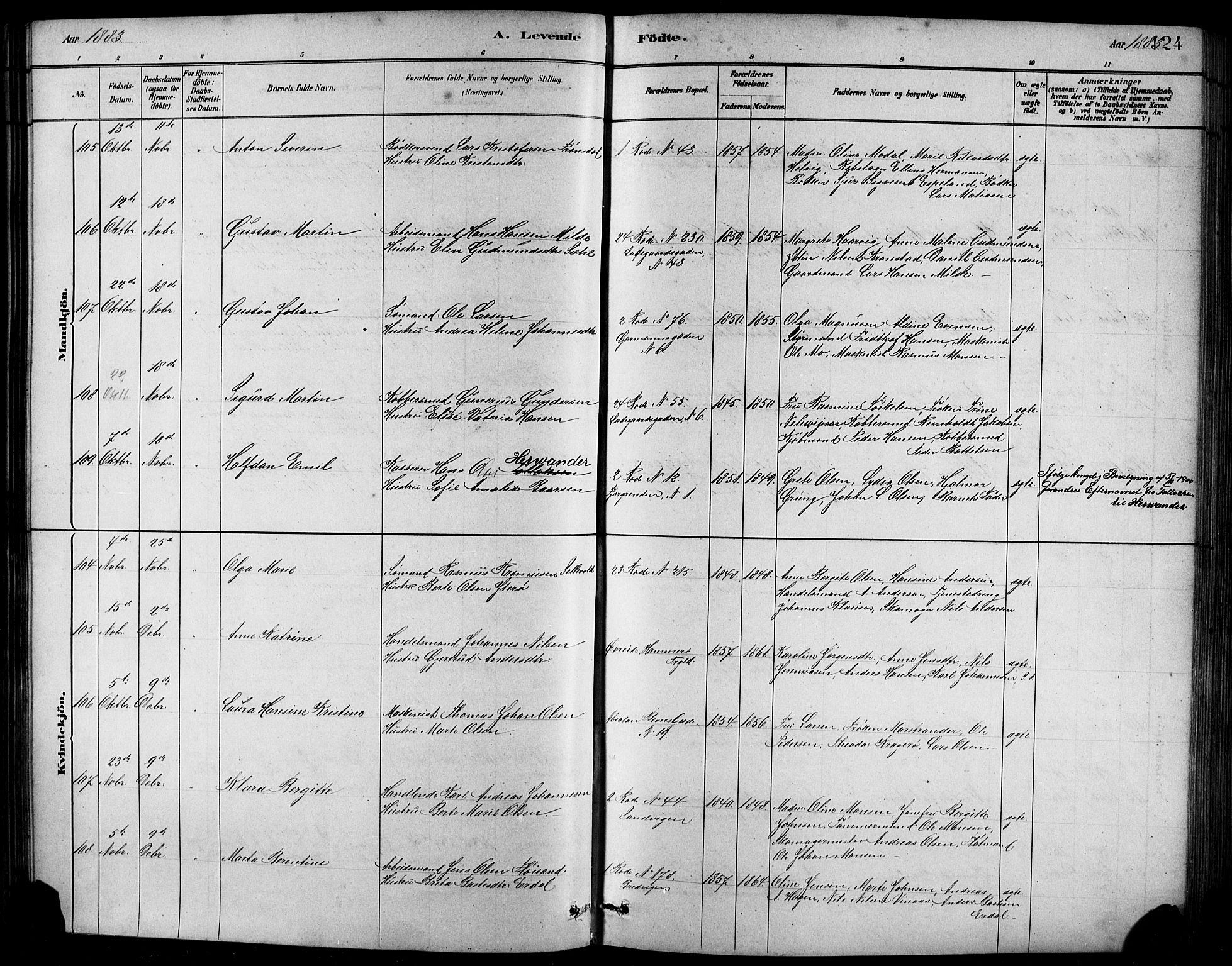 Sandviken Sokneprestembete, AV/SAB-A-77601/H/Hb/L0001: Parish register (copy) no. A 2, 1879-1892, p. 124