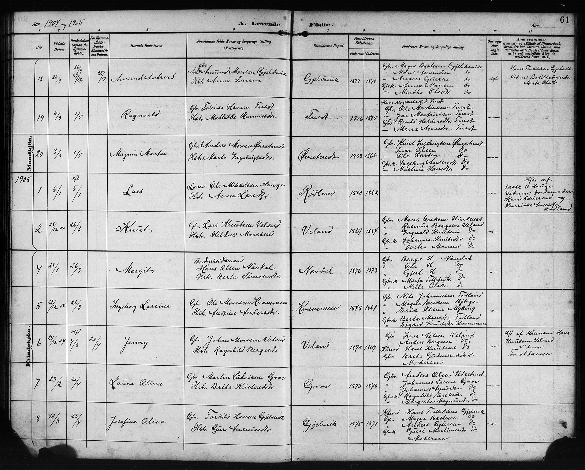 Lindås Sokneprestembete, SAB/A-76701/H/Hab: Parish register (copy) no. E 3, 1892-1905, p. 61