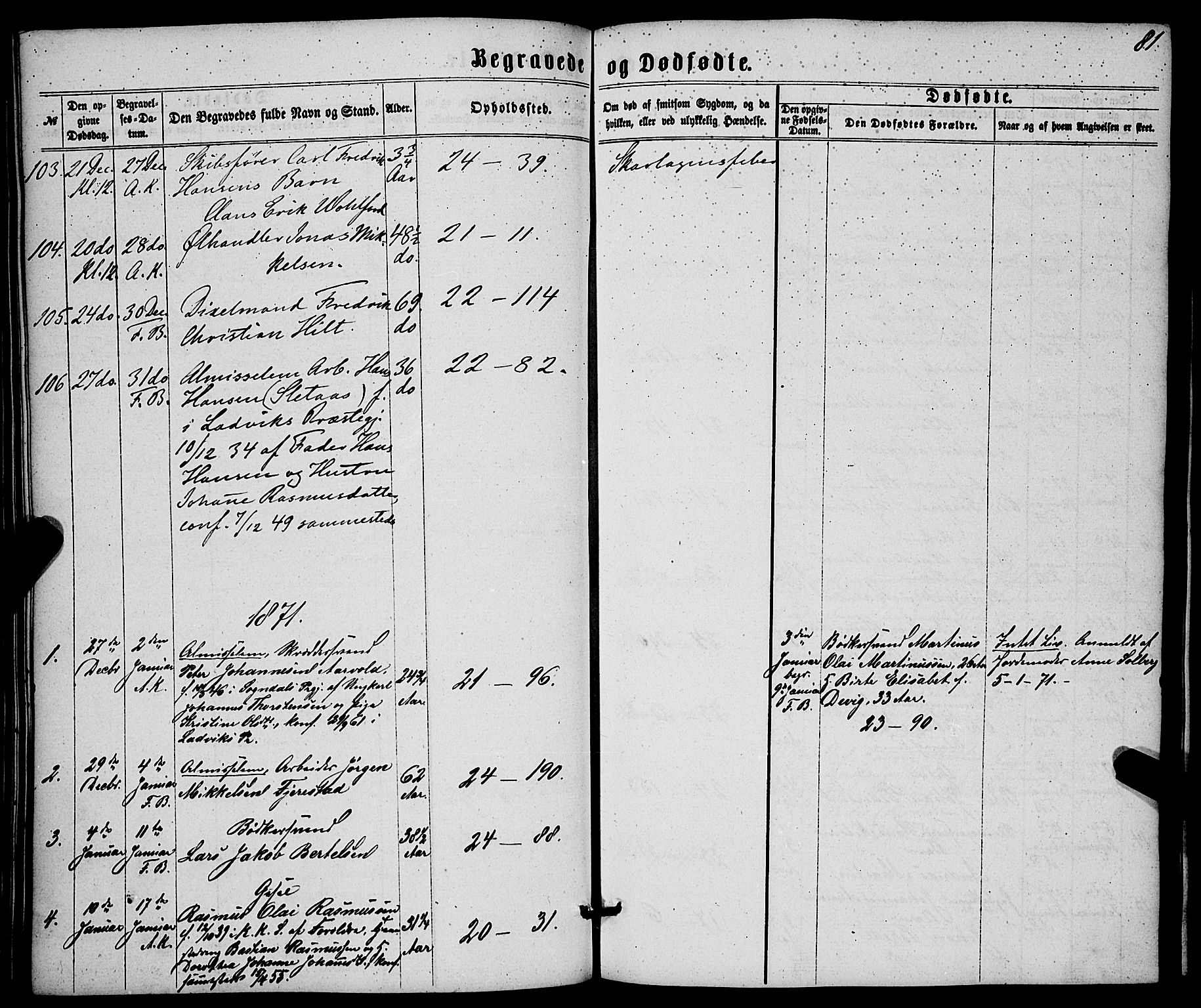 Korskirken sokneprestembete, SAB/A-76101/H/Haa/L0045: Parish register (official) no. E 3, 1863-1875, p. 81