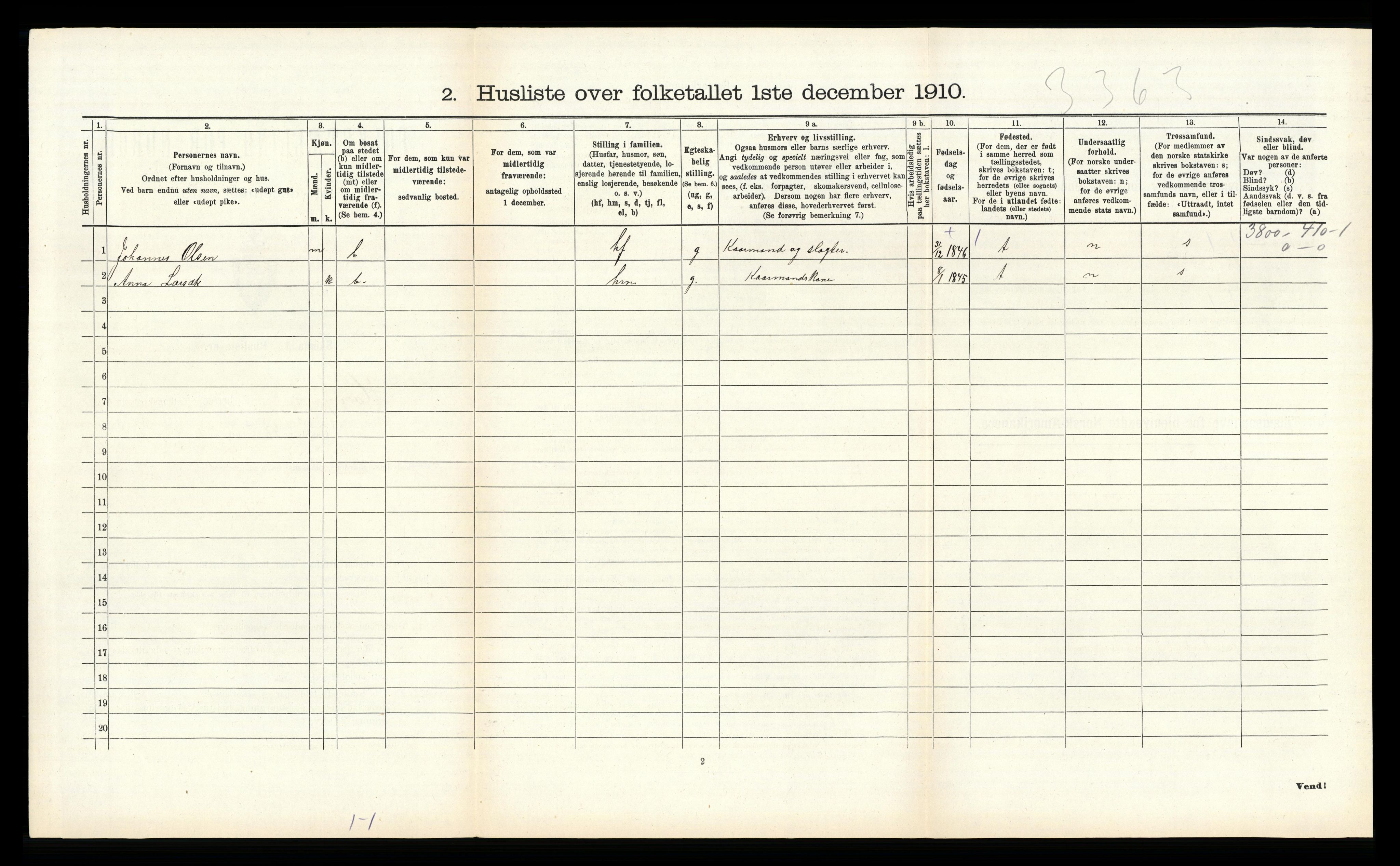 RA, 1910 census for Hosanger, 1910, p. 619