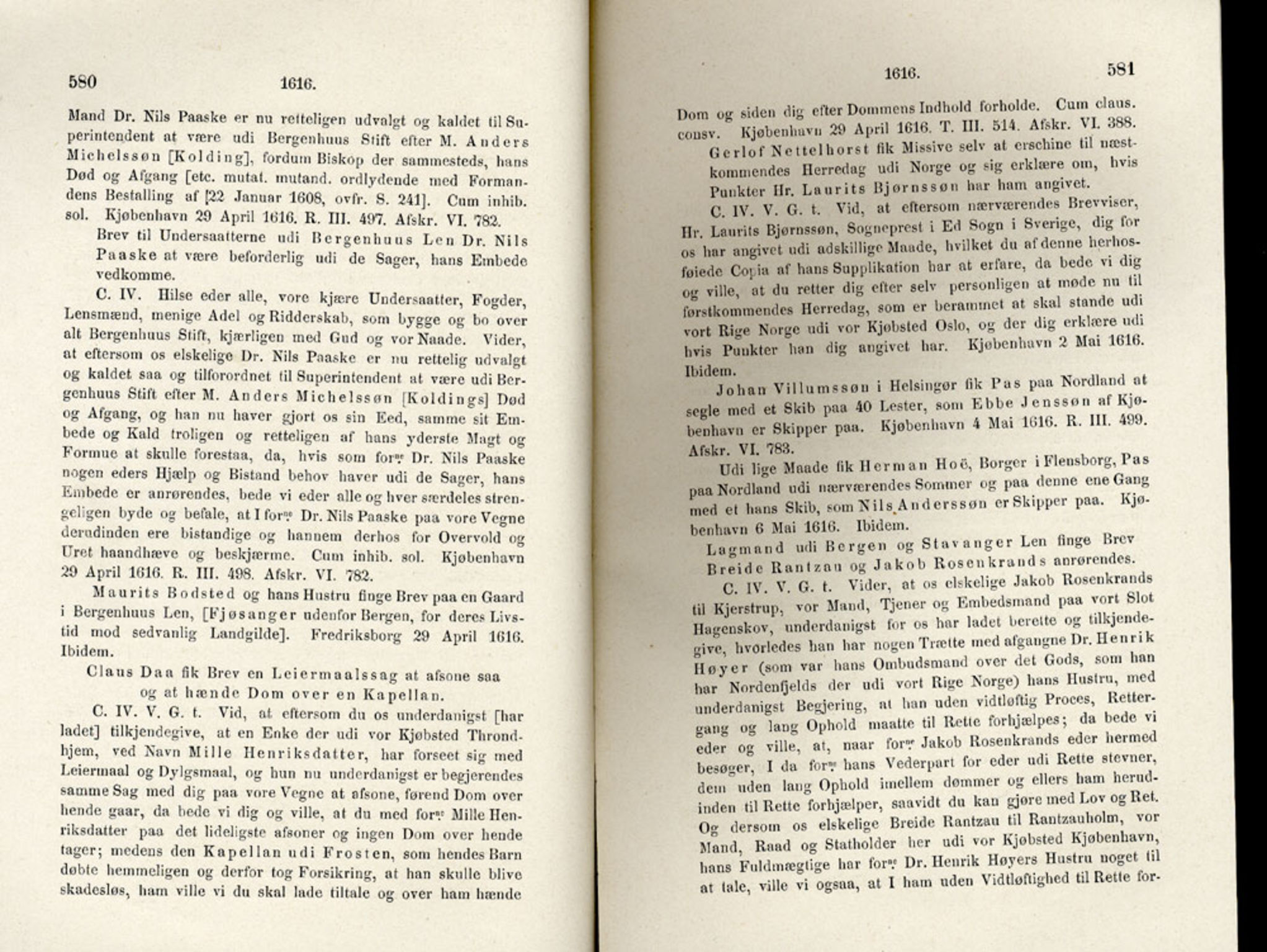 Publikasjoner utgitt av Det Norske Historiske Kildeskriftfond, PUBL/-/-/-: Norske Rigs-Registranter, bind 4, 1603-1618, p. 580-581