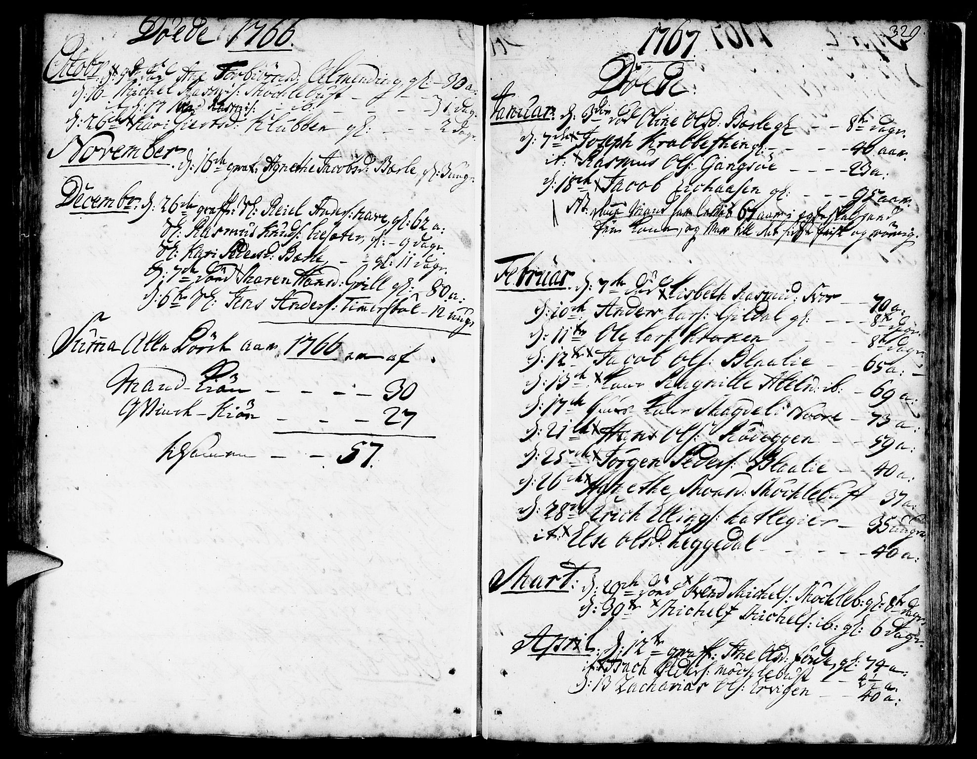 Davik sokneprestembete, SAB/A-79701/H/Haa/Haaa/L0002: Parish register (official) no. A 2, 1742-1816, p. 329