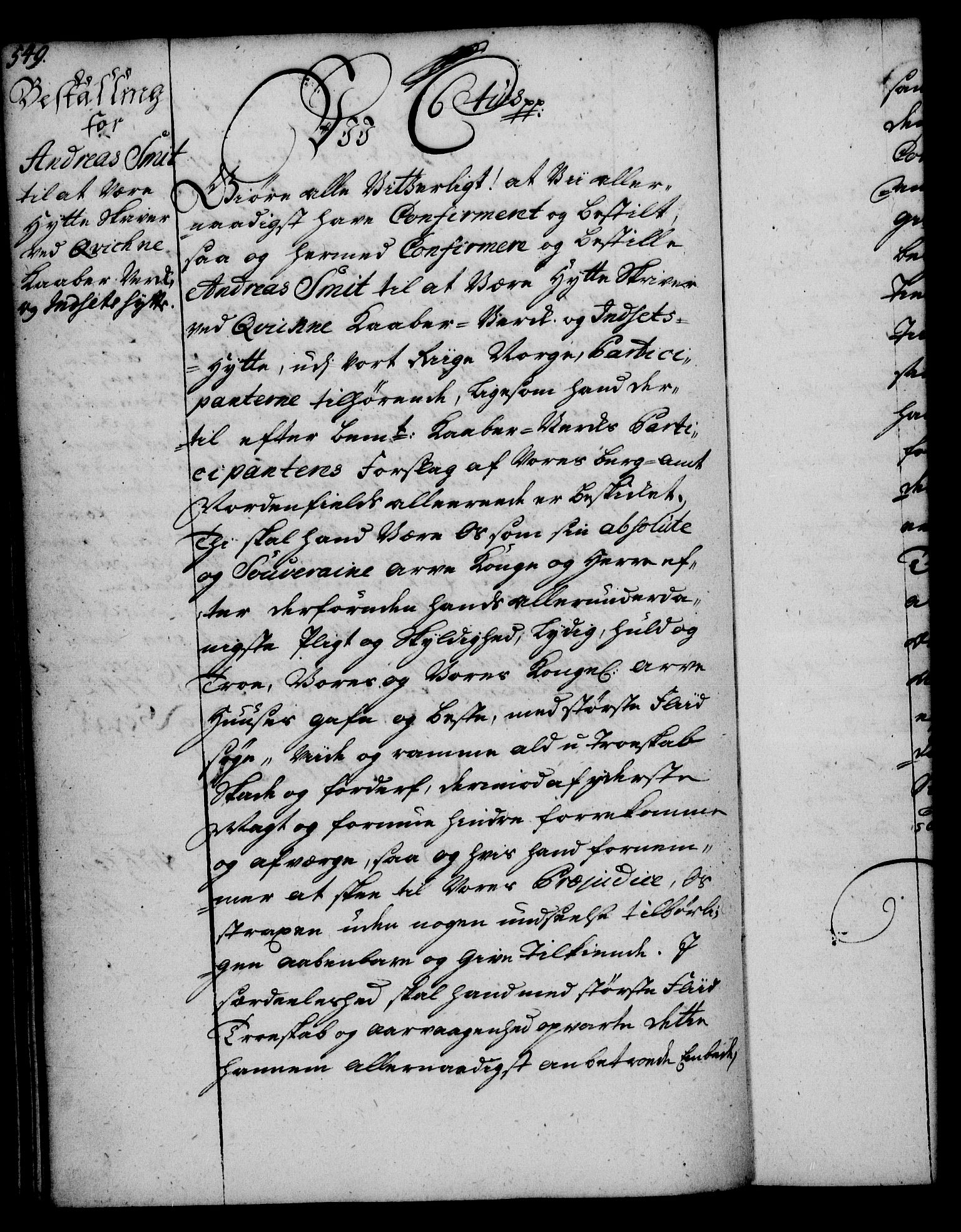 Rentekammeret, Kammerkanselliet, AV/RA-EA-3111/G/Gg/Gge/L0002: Norsk bestallingsprotokoll med register (merket RK 53.26), 1730-1744, p. 549