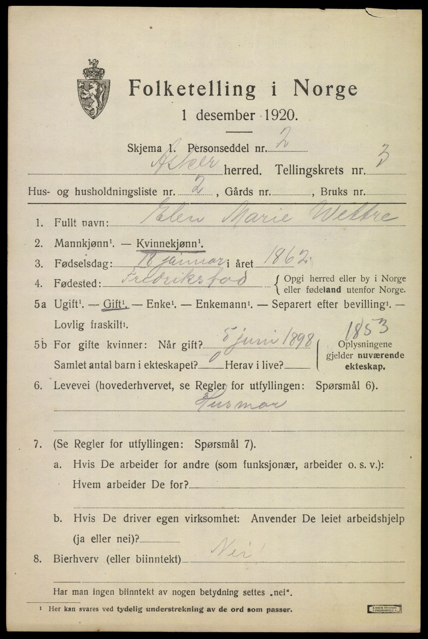 SAO, 1920 census for Asker, 1920, p. 8178