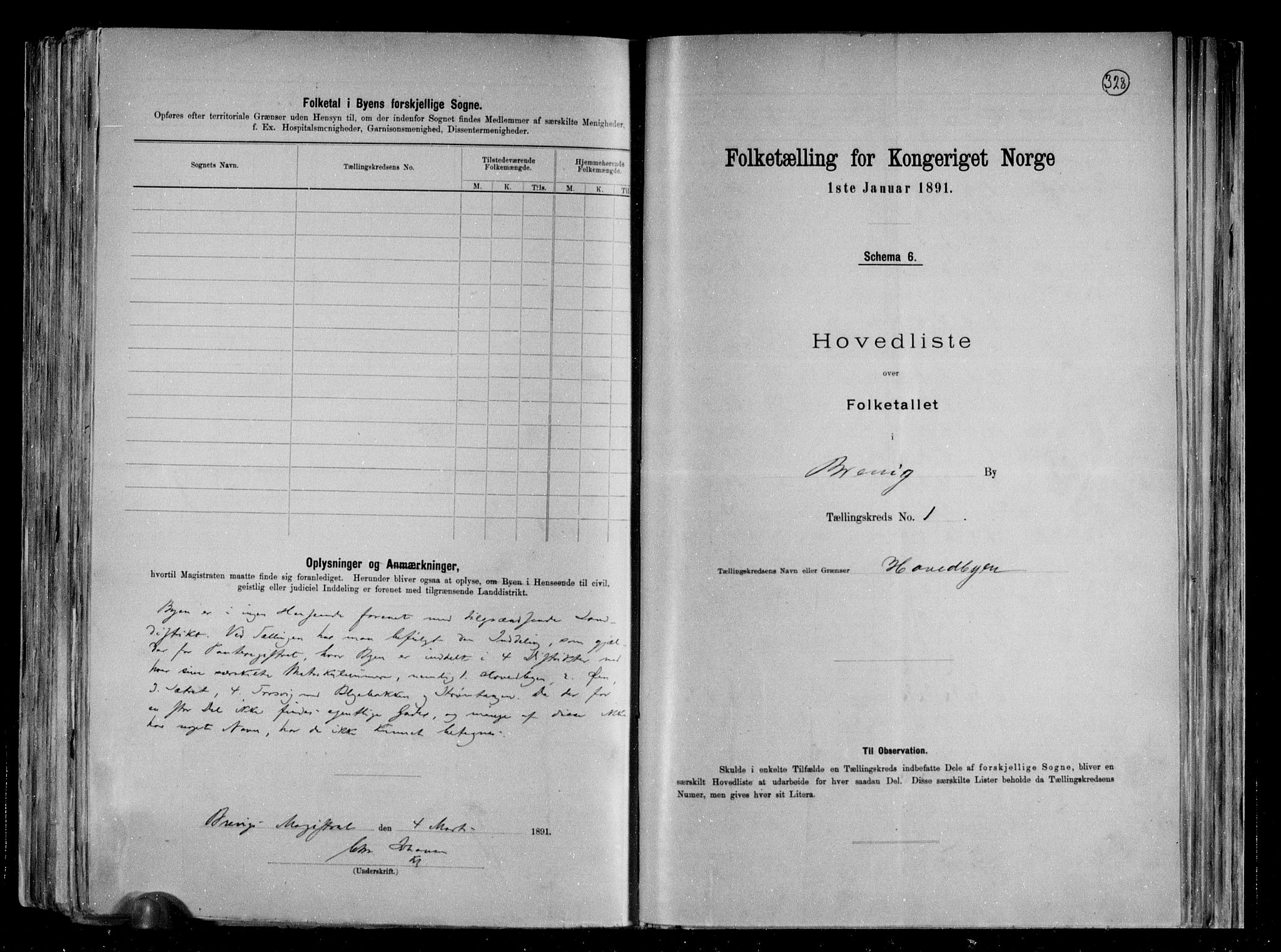 RA, 1891 census for 0804 Brevik, 1891, p. 4