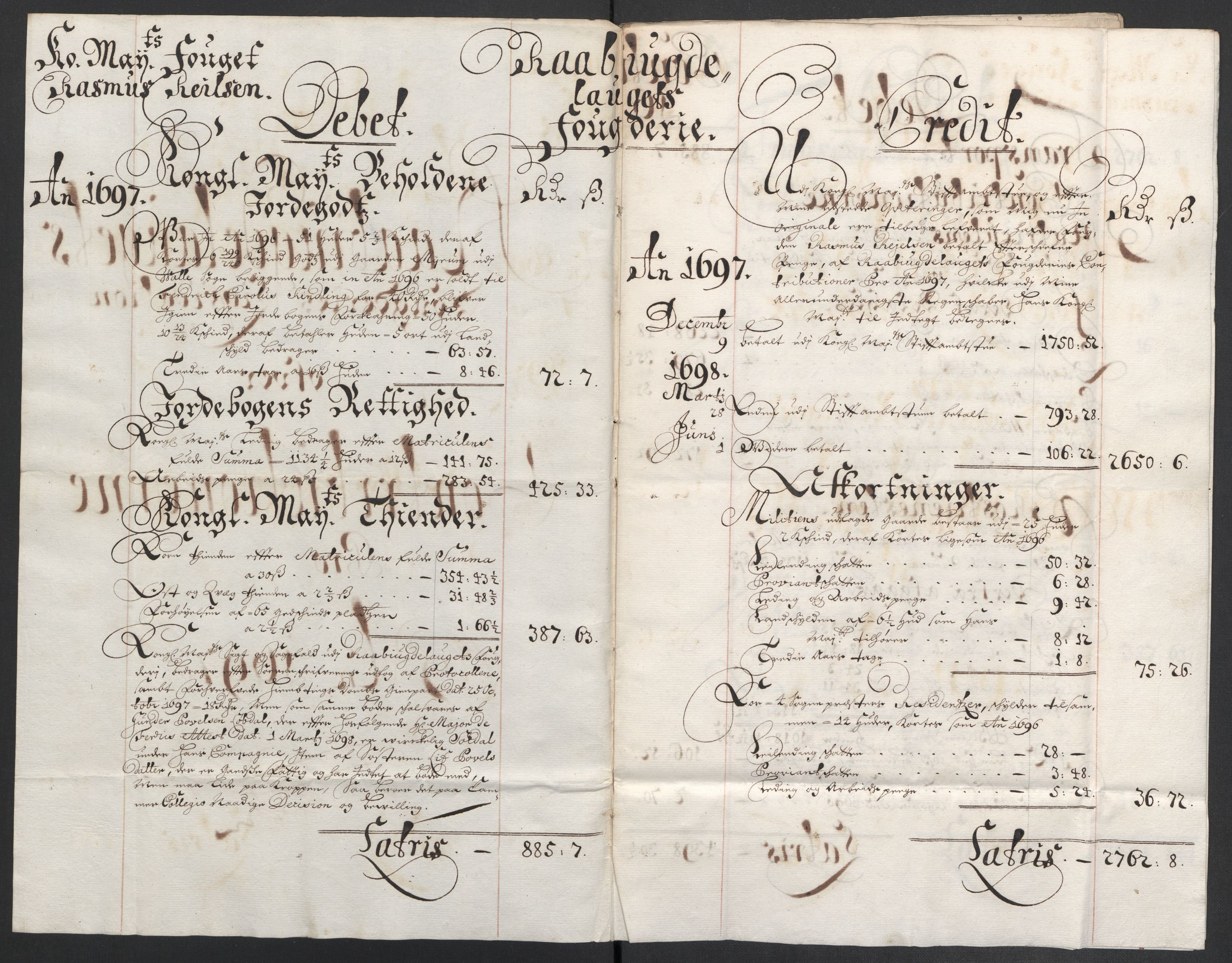 Rentekammeret inntil 1814, Reviderte regnskaper, Fogderegnskap, RA/EA-4092/R40/L2445: Fogderegnskap Råbyggelag, 1697-1699, p. 4