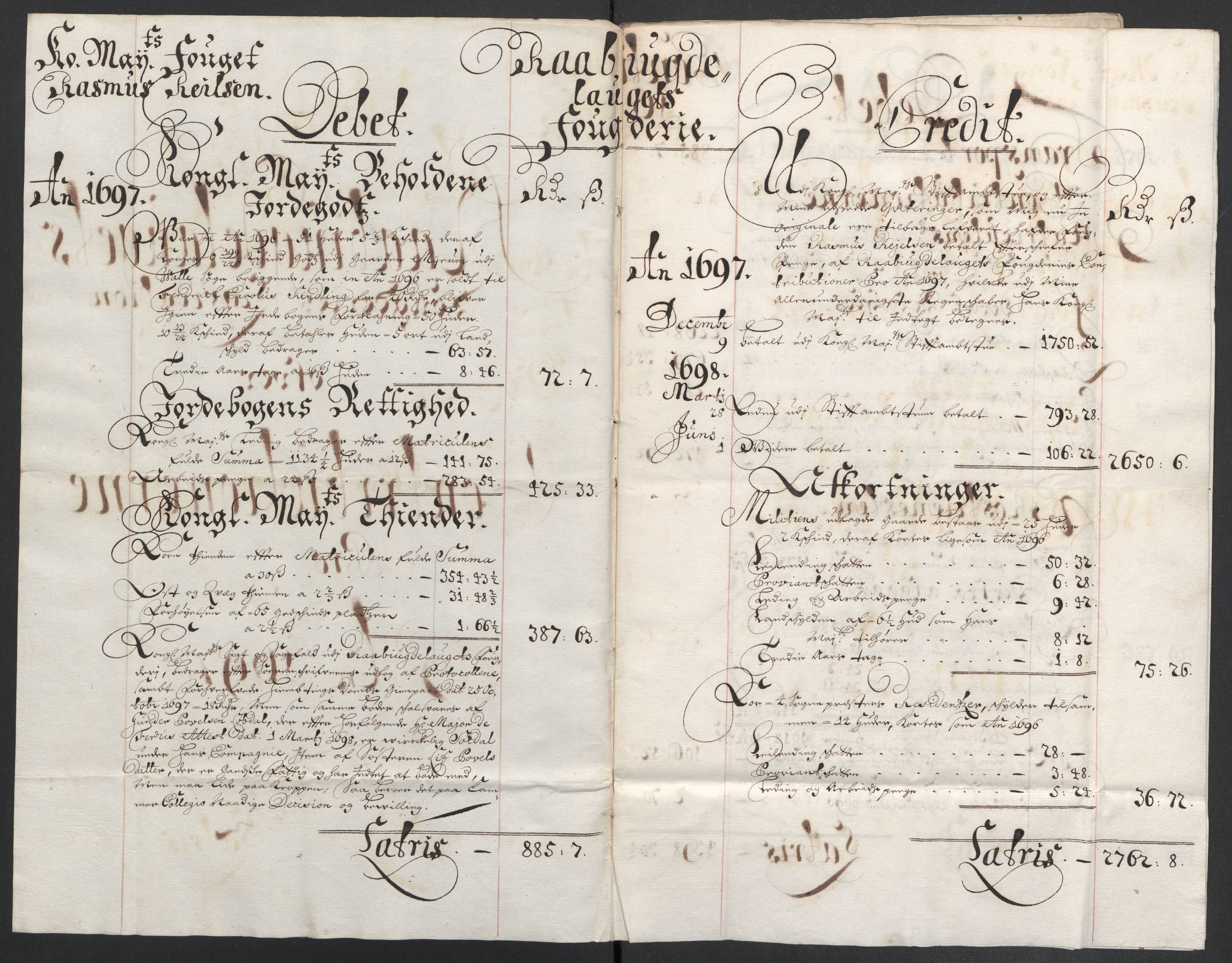 Rentekammeret inntil 1814, Reviderte regnskaper, Fogderegnskap, AV/RA-EA-4092/R40/L2445: Fogderegnskap Råbyggelag, 1697-1699, p. 4