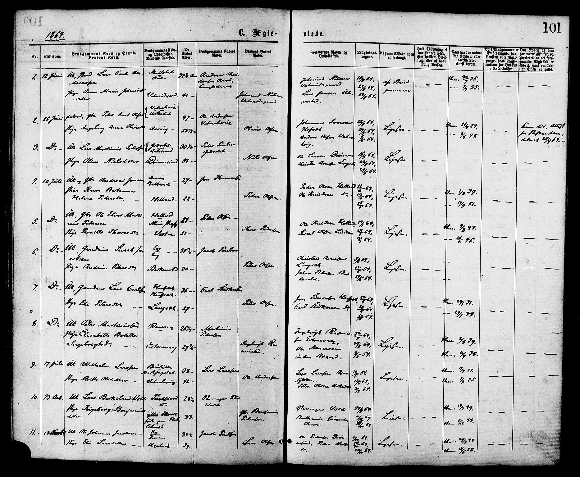Ministerialprotokoller, klokkerbøker og fødselsregistre - Møre og Romsdal, SAT/A-1454/525/L0373: Parish register (official) no. 525A03, 1864-1879, p. 101