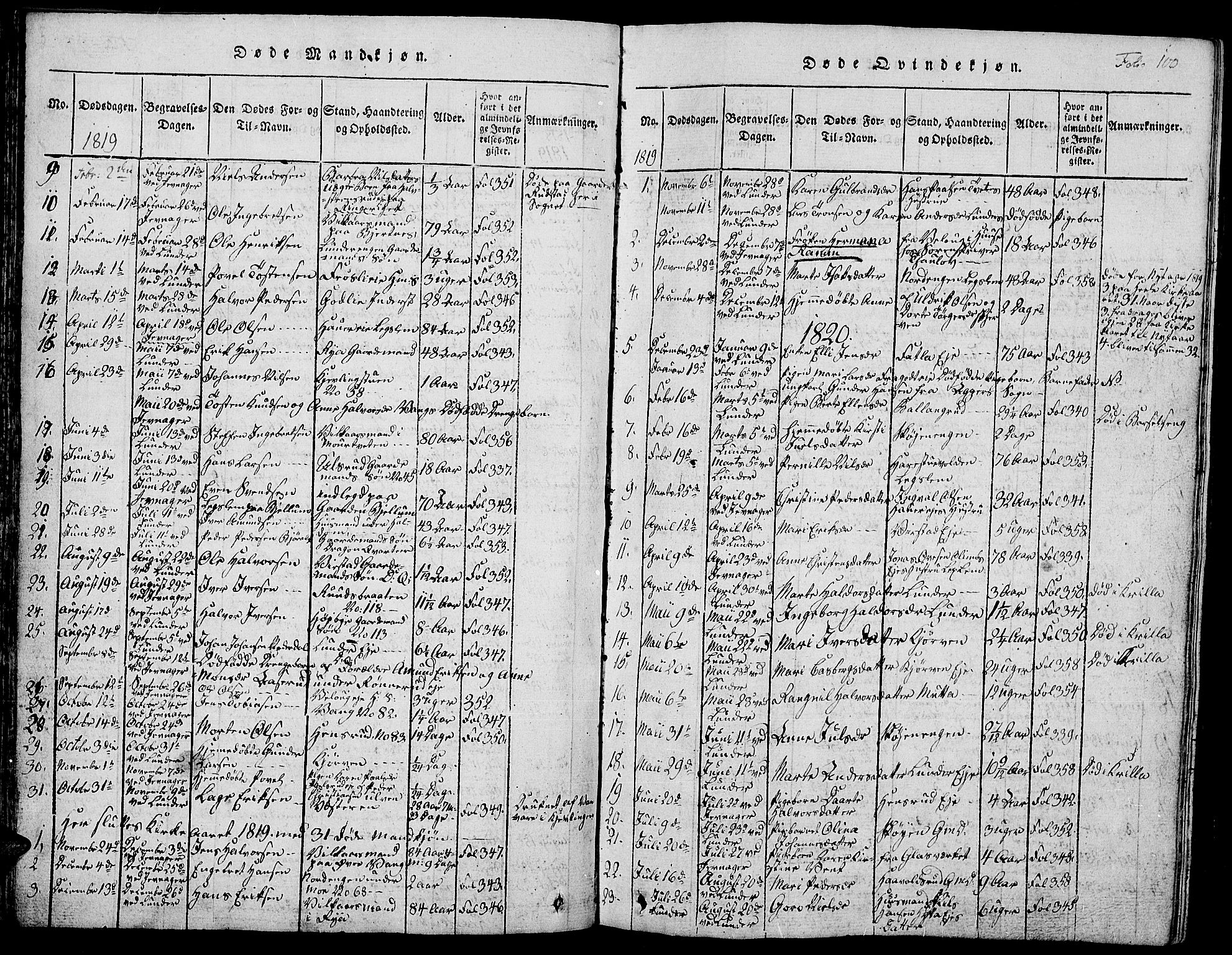 Jevnaker prestekontor, SAH/PREST-116/H/Ha/Hab/L0001: Parish register (copy) no. 1, 1815-1837, p. 100