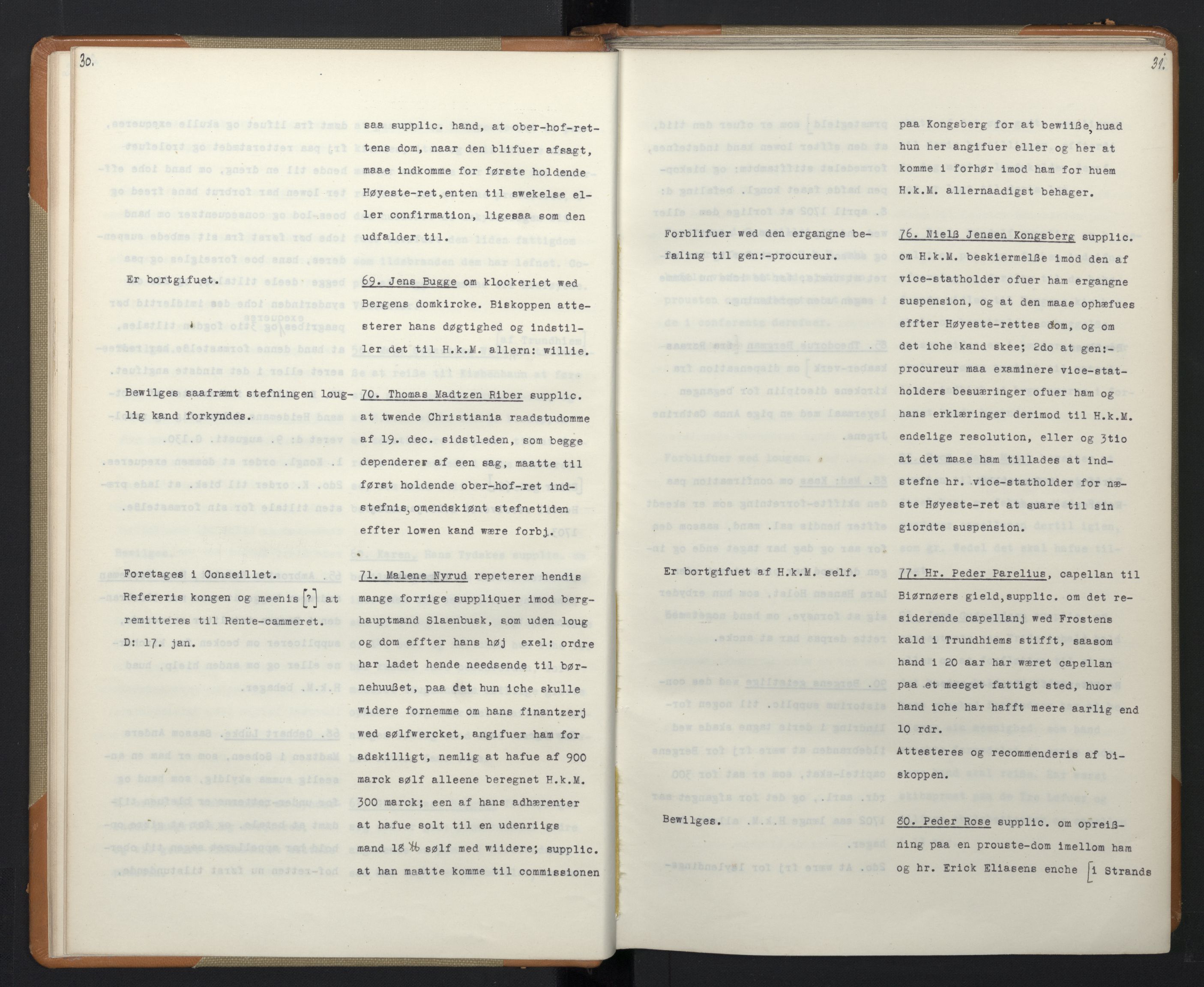 Avskriftsamlingen, RA/EA-4022/F/Fa/L0071: Supplikker, 1703, p. 20