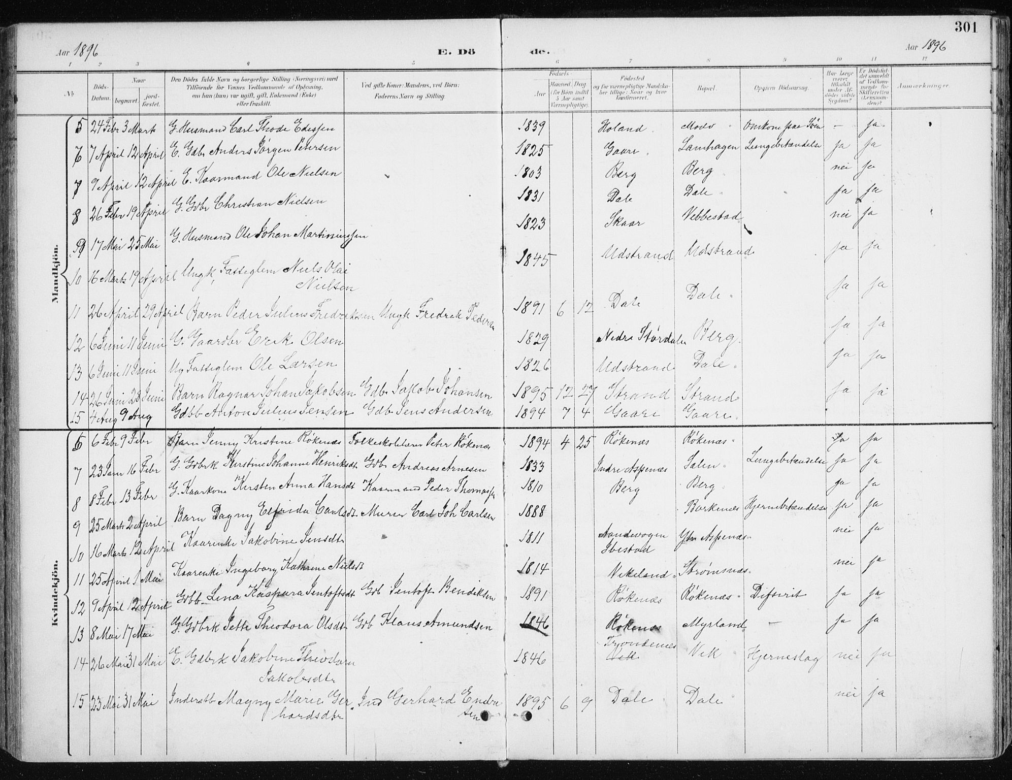 Kvæfjord sokneprestkontor, SATØ/S-1323/G/Ga/Gaa/L0006kirke: Parish register (official) no. 6, 1895-1914, p. 301