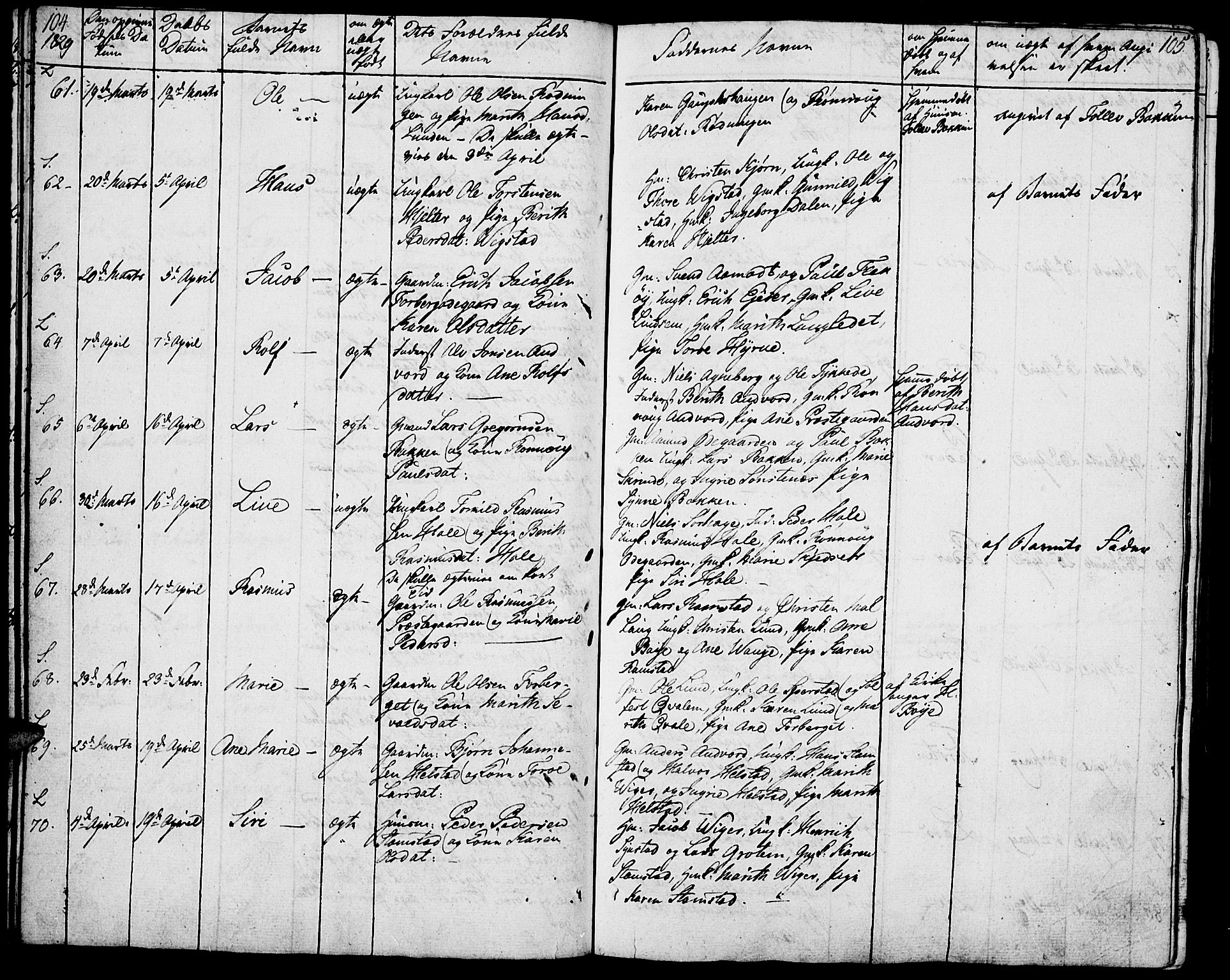 Lom prestekontor, AV/SAH-PREST-070/K/L0005: Parish register (official) no. 5, 1825-1837, p. 104-105