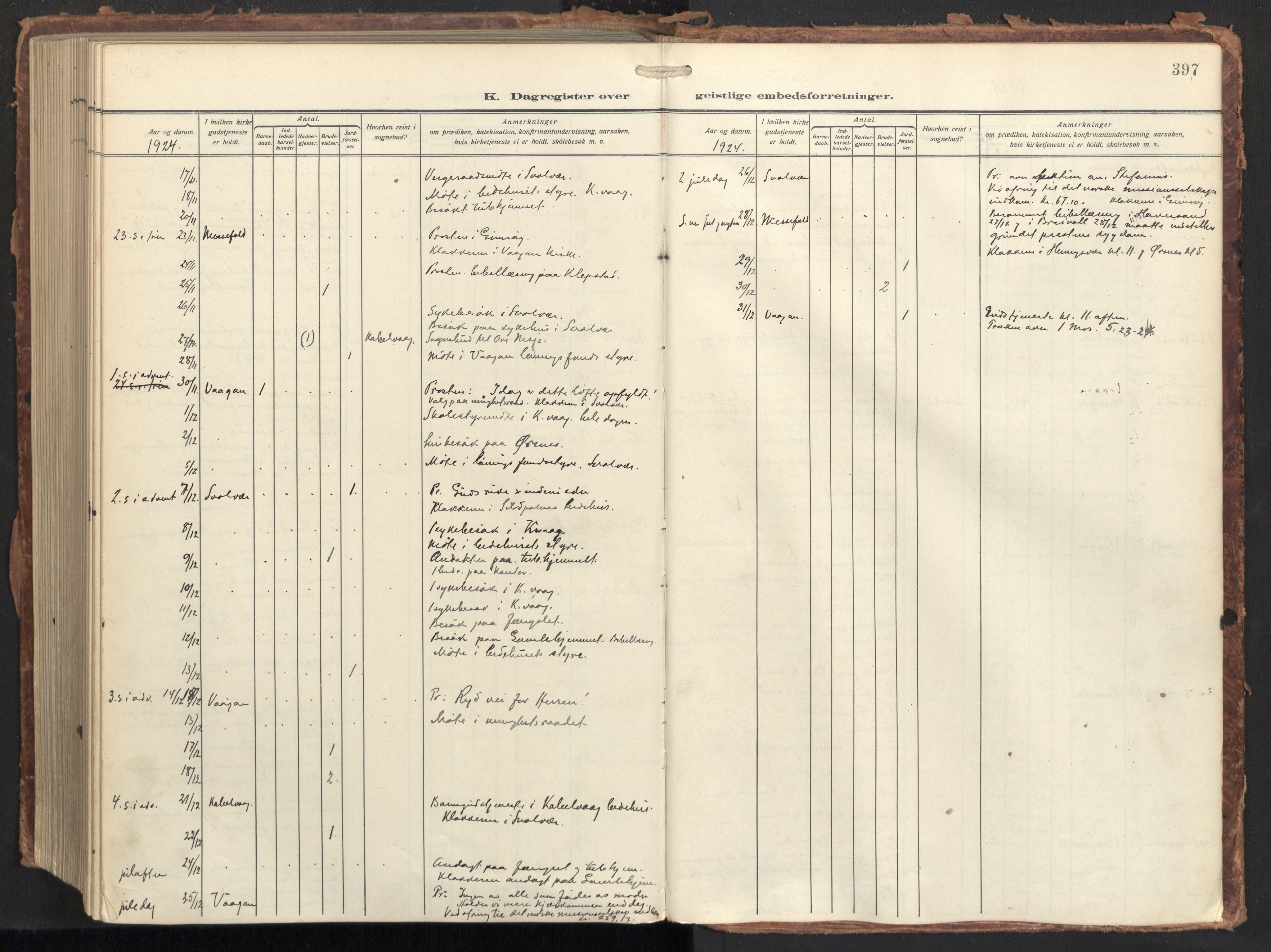 Ministerialprotokoller, klokkerbøker og fødselsregistre - Nordland, AV/SAT-A-1459/874/L1064: Parish register (official) no. 874A08, 1915-1926, p. 397