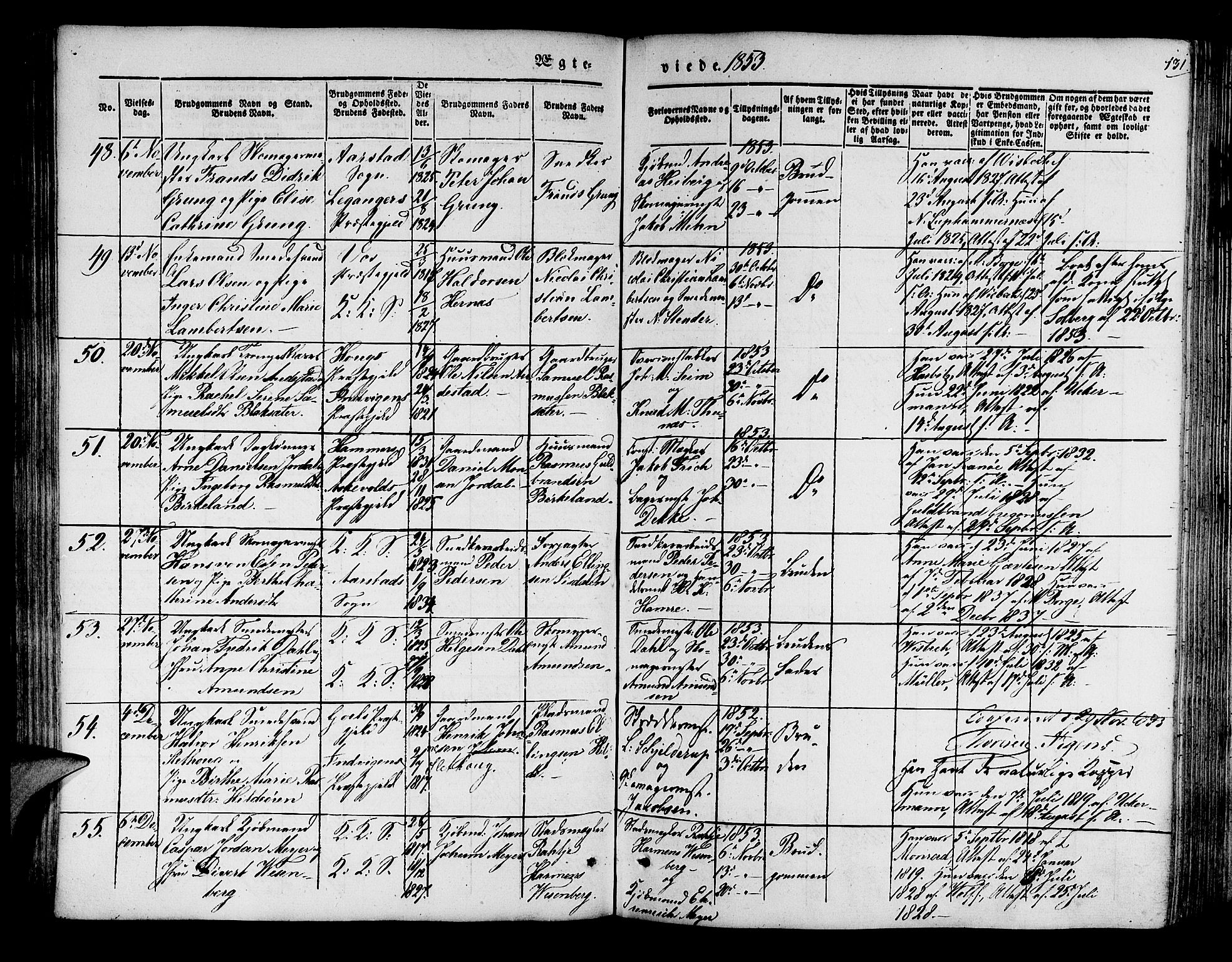 Korskirken sokneprestembete, AV/SAB-A-76101/H/Hab: Parish register (copy) no. D 1, 1840-1867, p. 131