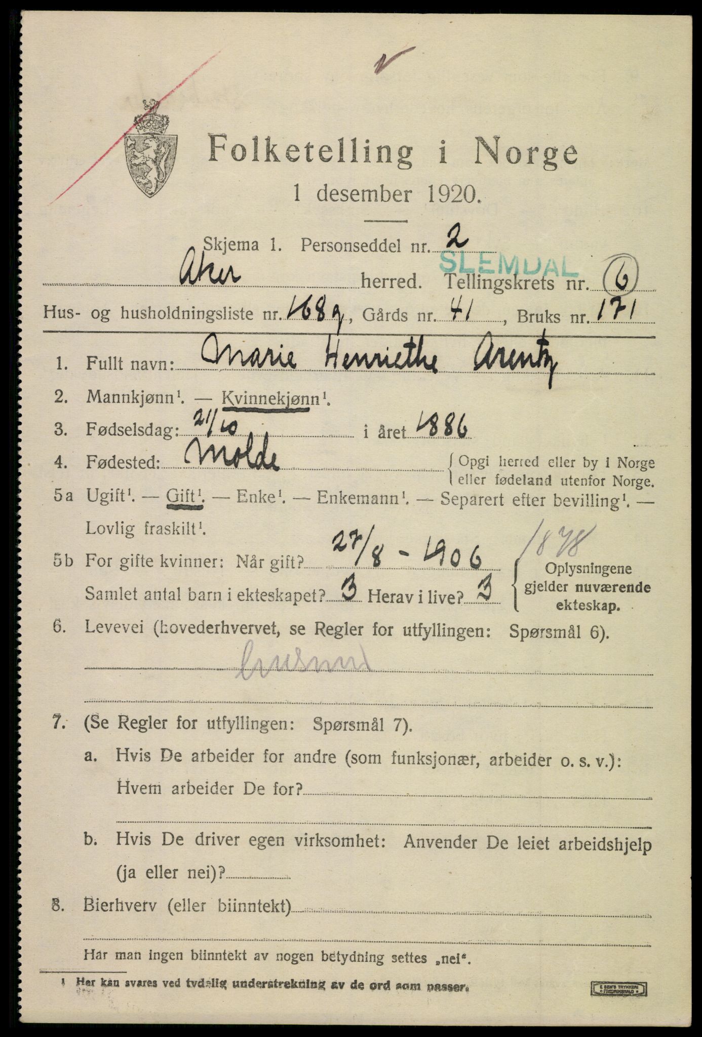 SAO, 1920 census for Aker, 1920, p. 38116