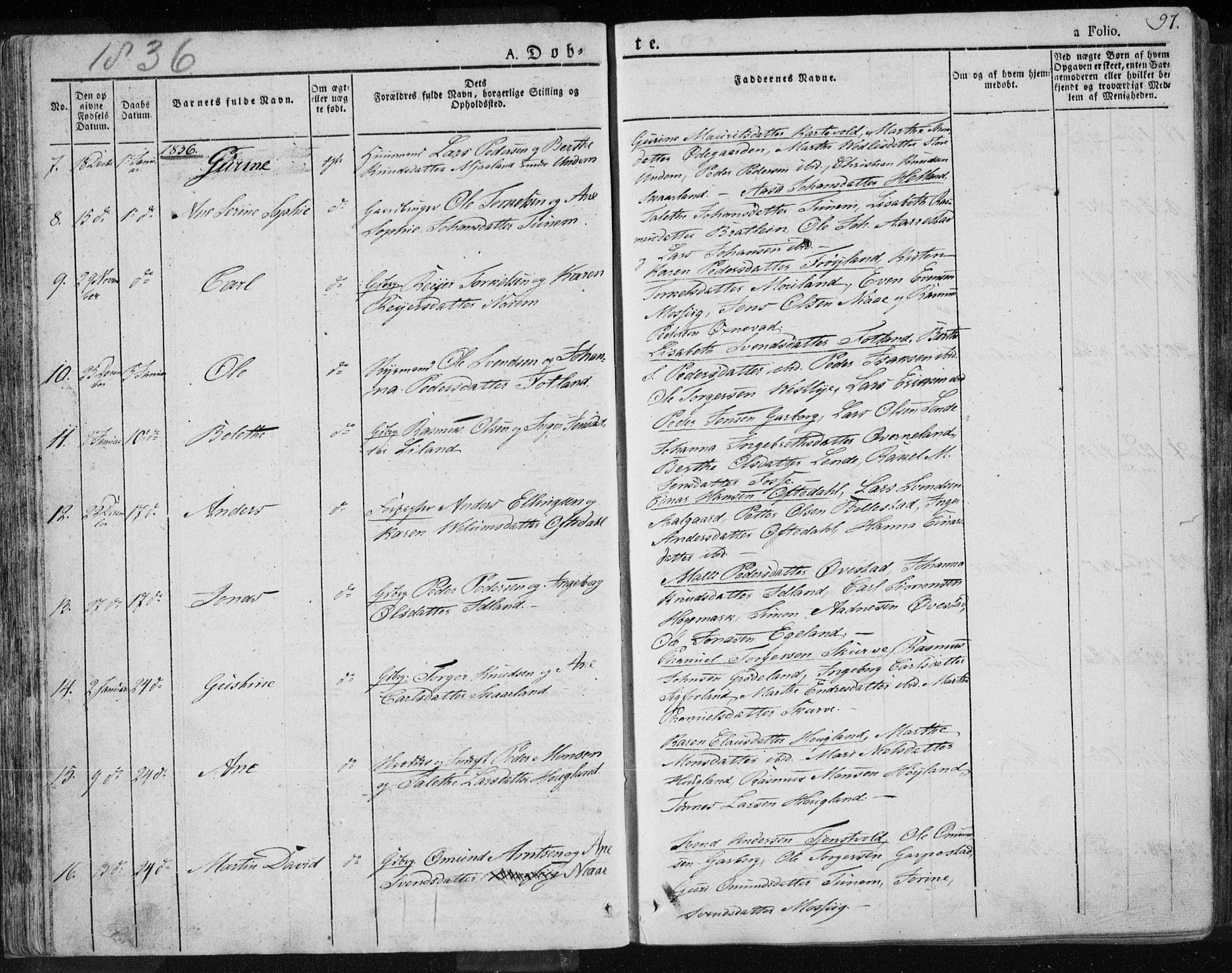 Lye sokneprestkontor, AV/SAST-A-101794/001/30BA/L0004: Parish register (official) no. A 4, 1826-1841, p. 97