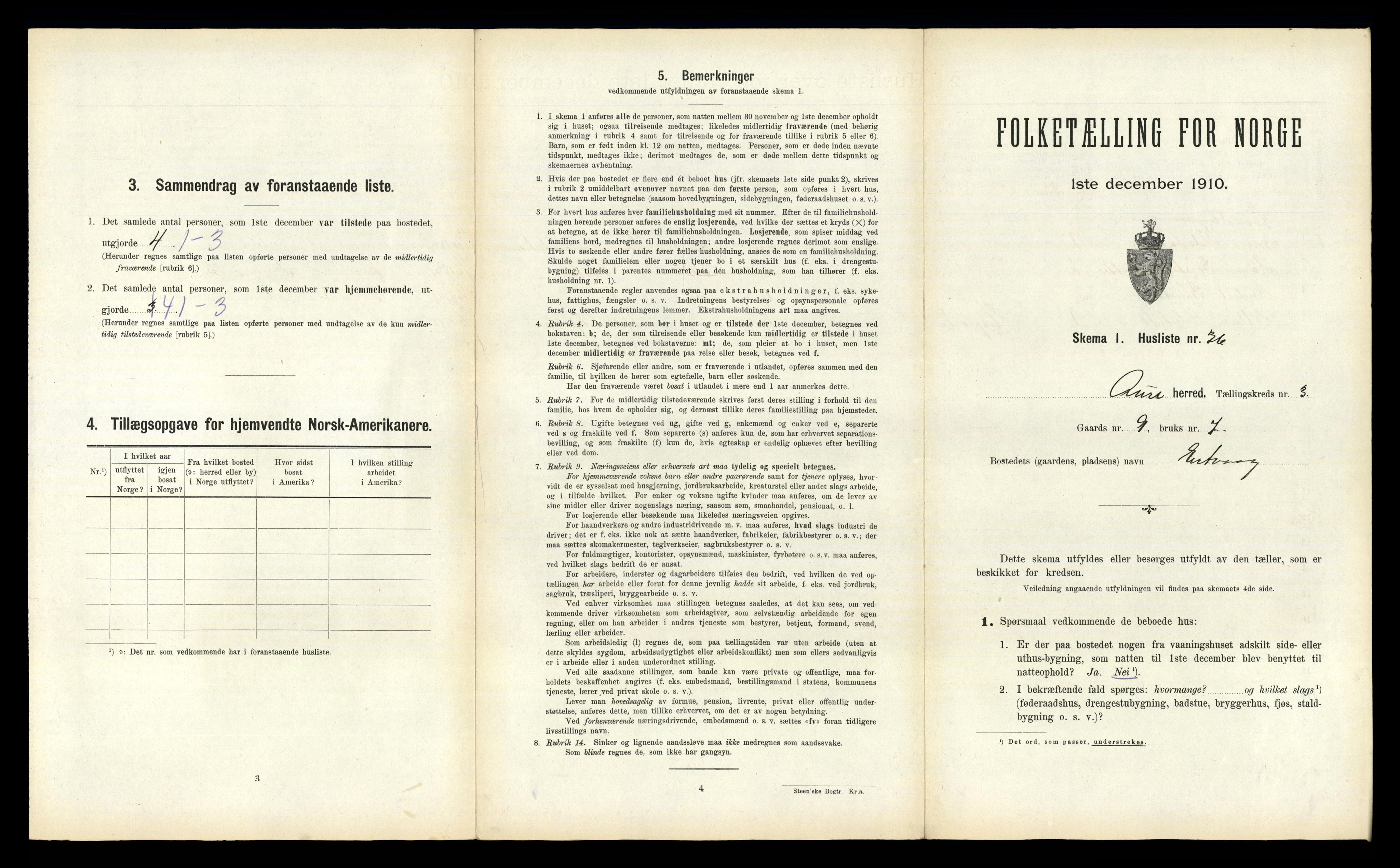 RA, 1910 census for Aure, 1910, p. 326