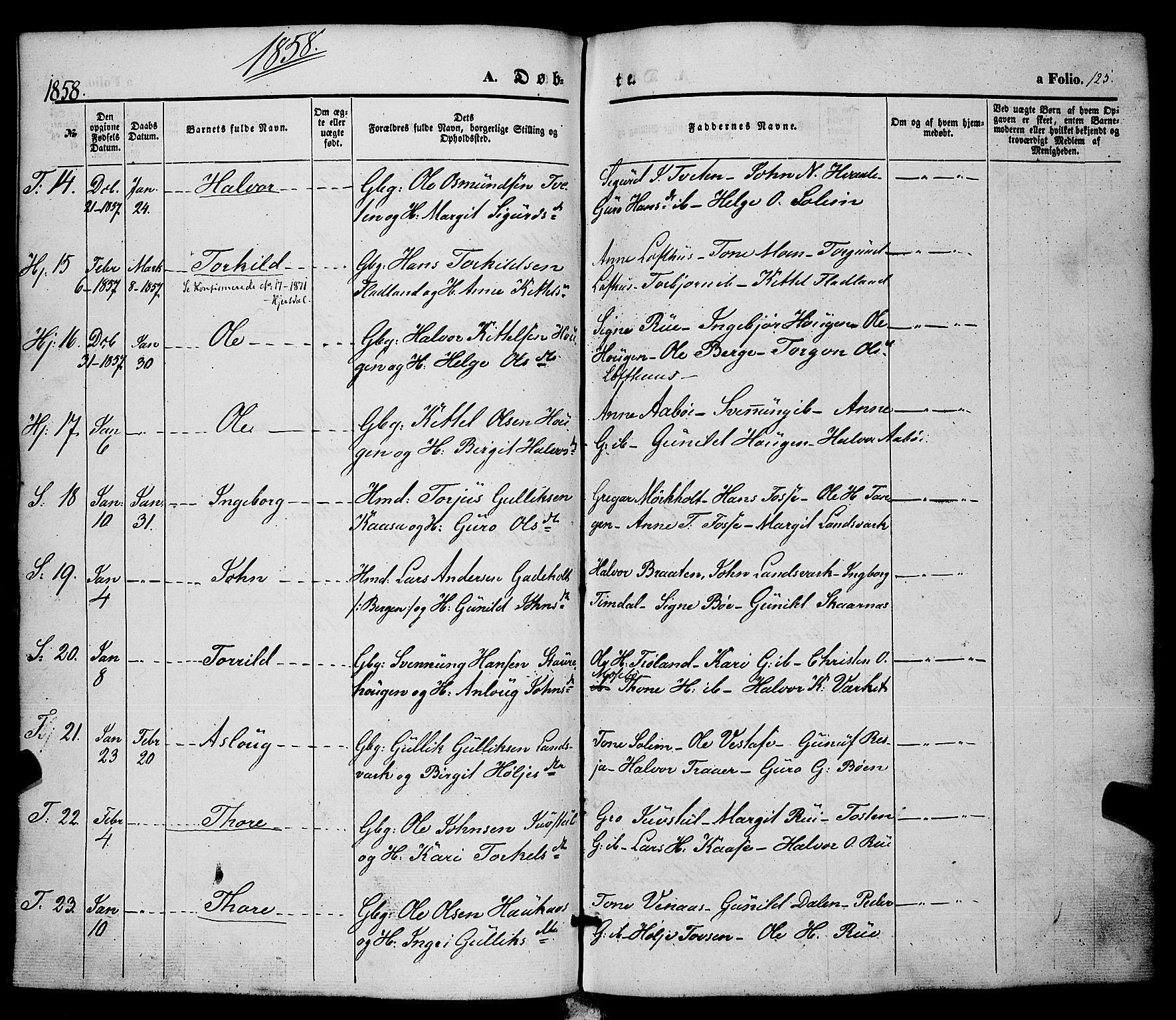 Hjartdal kirkebøker, AV/SAKO-A-270/F/Fa/L0008: Parish register (official) no. I 8, 1844-1859, p. 125