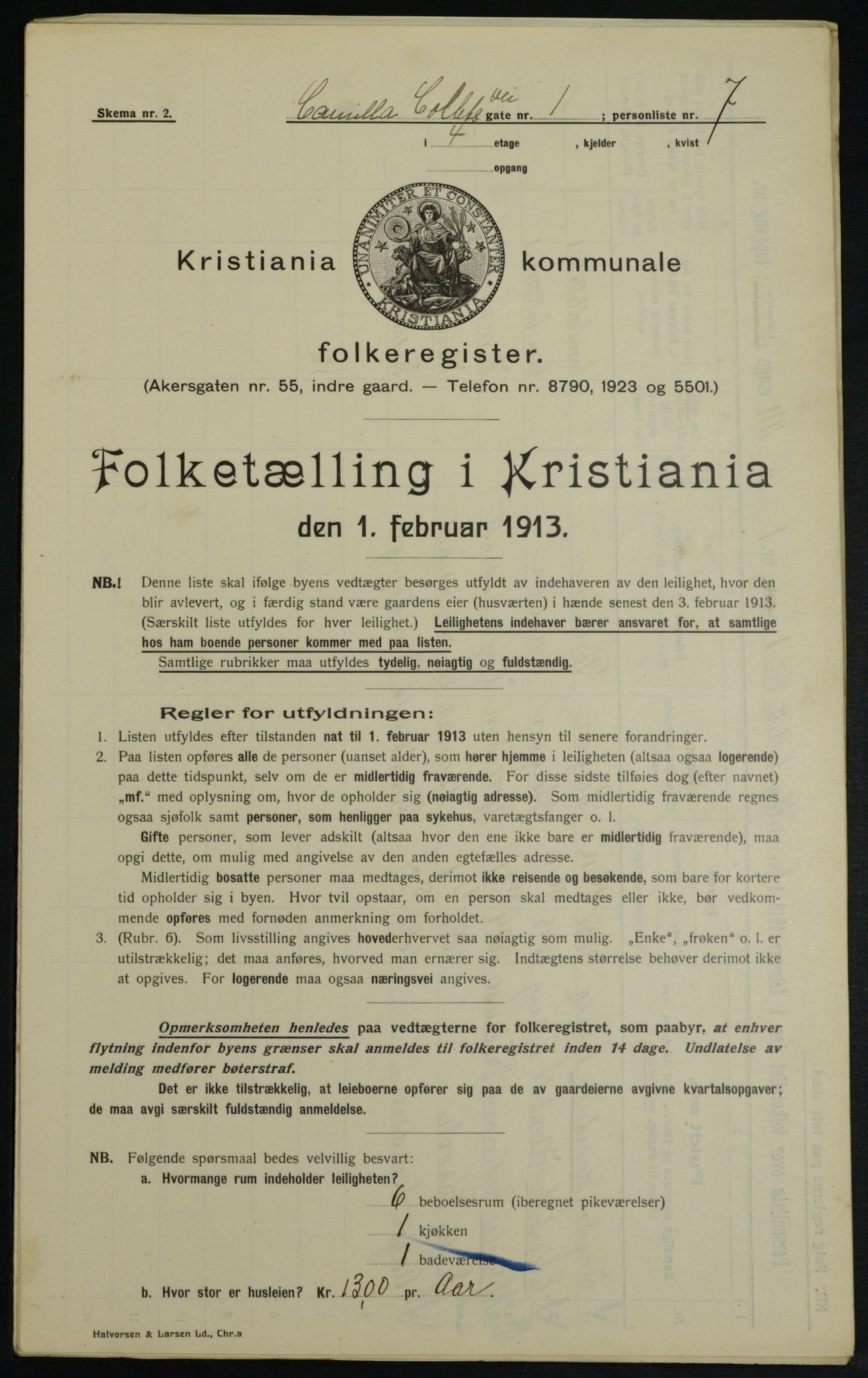 OBA, Municipal Census 1913 for Kristiania, 1913, p. 11584