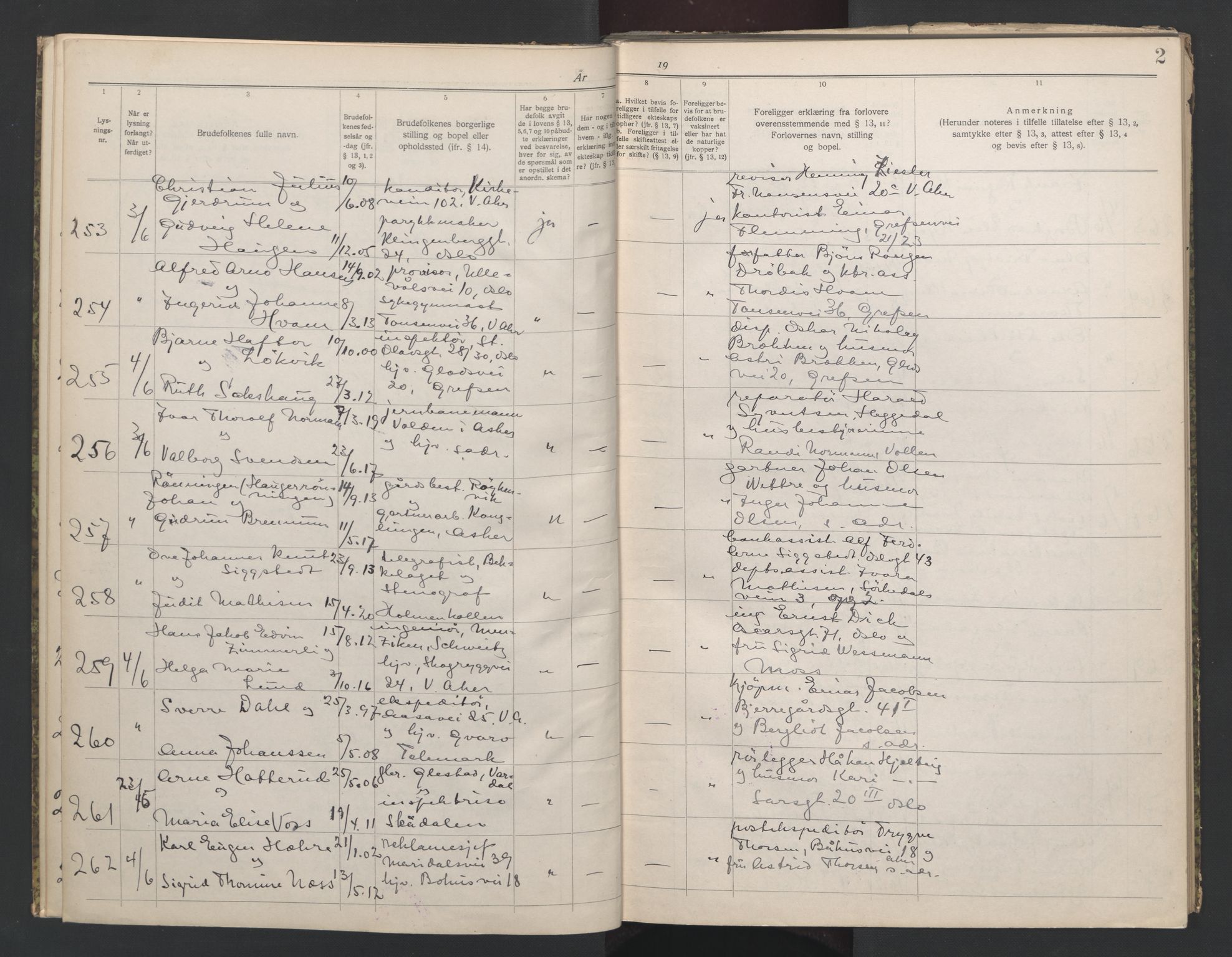 Aker sorenskriveri, AV/SAO-A-10895/L/Lb/L0002: Lysningsbok, 1942-1943, p. 2