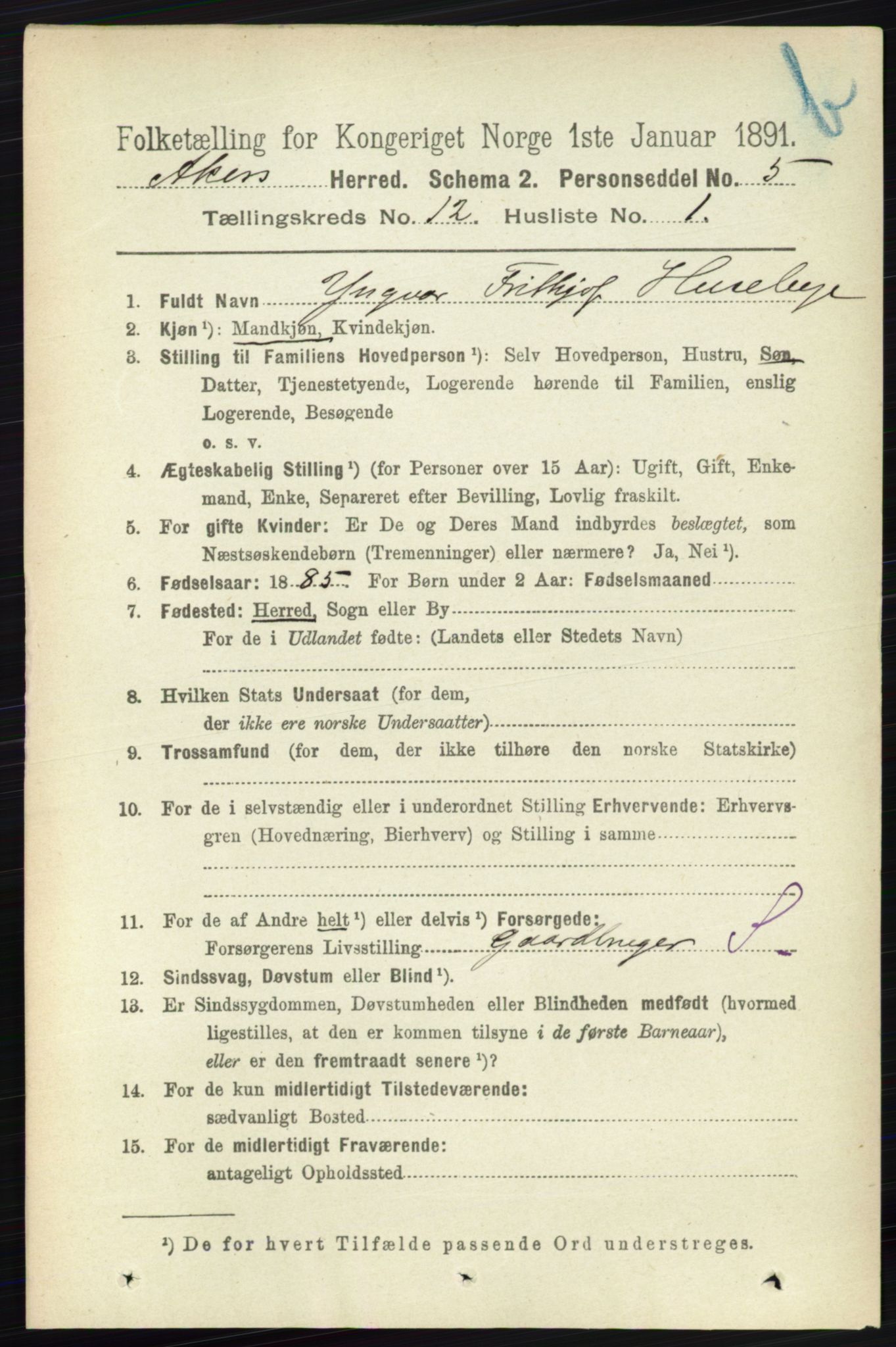 RA, 1891 census for 0218 Aker, 1891, p. 11404