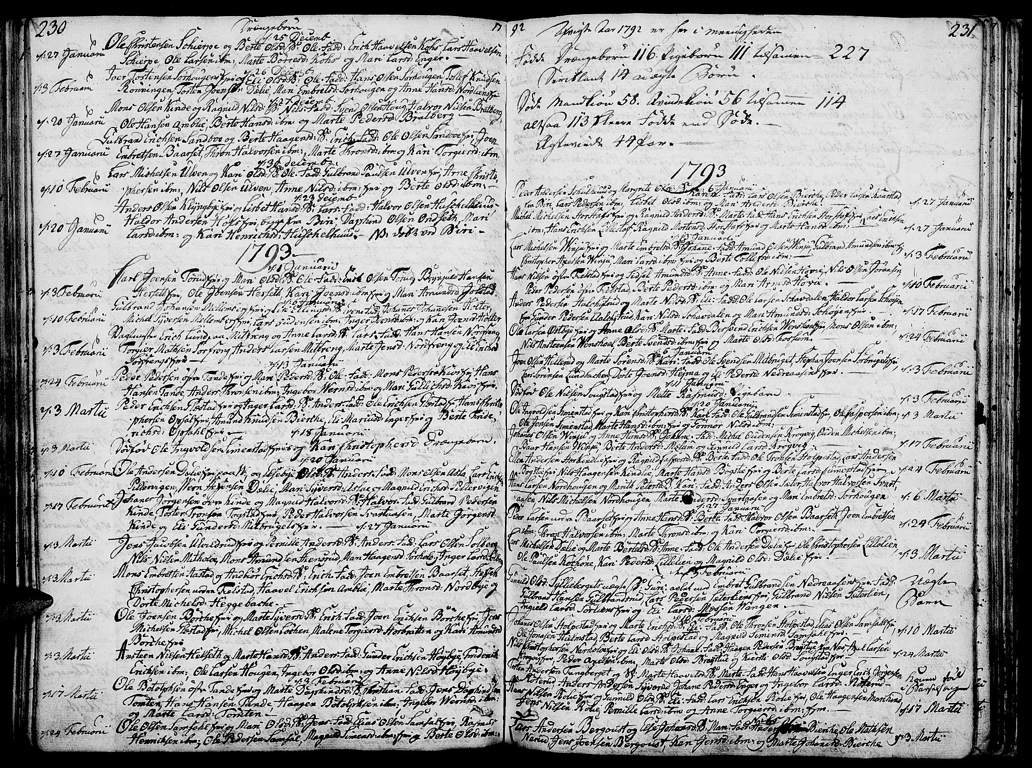 Ringsaker prestekontor, AV/SAH-PREST-014/K/Ka/L0003: Parish register (official) no. 3, 1775-1798, p. 230-231