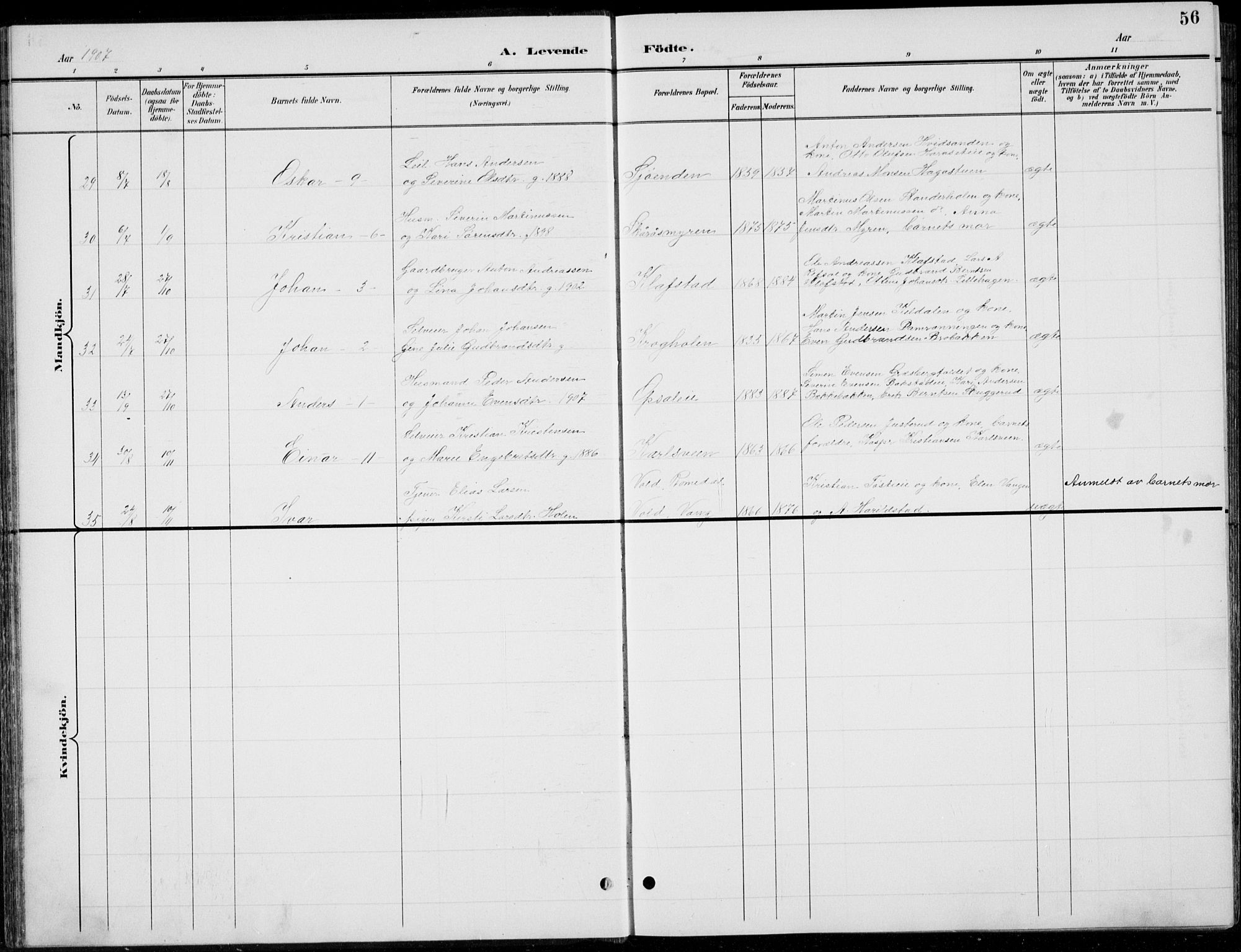 Romedal prestekontor, AV/SAH-PREST-004/L/L0013: Parish register (copy) no. 13, 1896-1937, p. 56