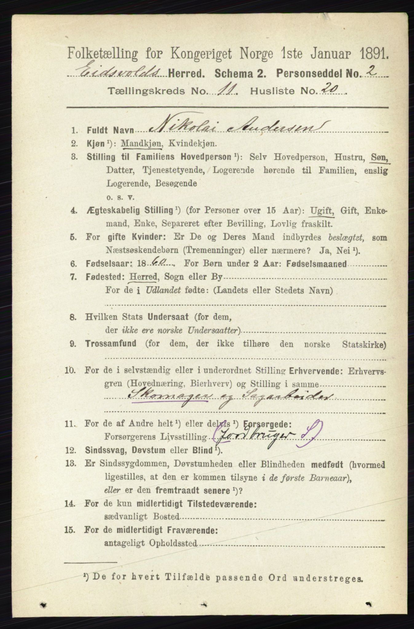 RA, 1891 census for 0237 Eidsvoll, 1891, p. 7814