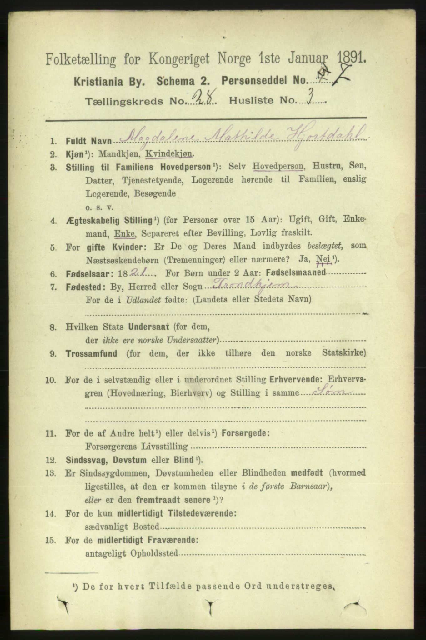 RA, 1891 census for 0301 Kristiania, 1891, p. 14352