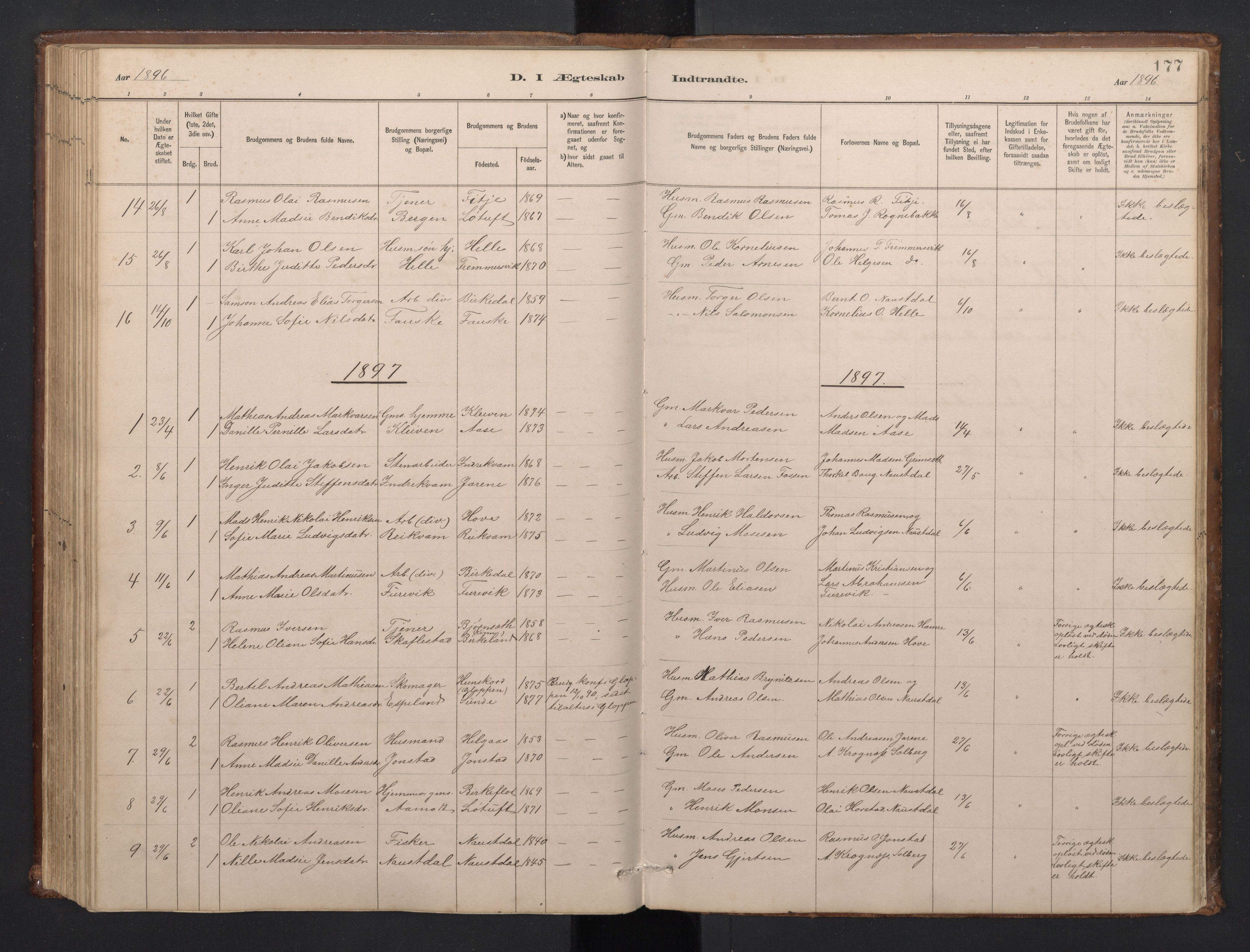 Førde sokneprestembete, SAB/A-79901/H/Hab/Habd/L0003: Parish register (copy) no. D 3, 1881-1897, p. 176b-177a
