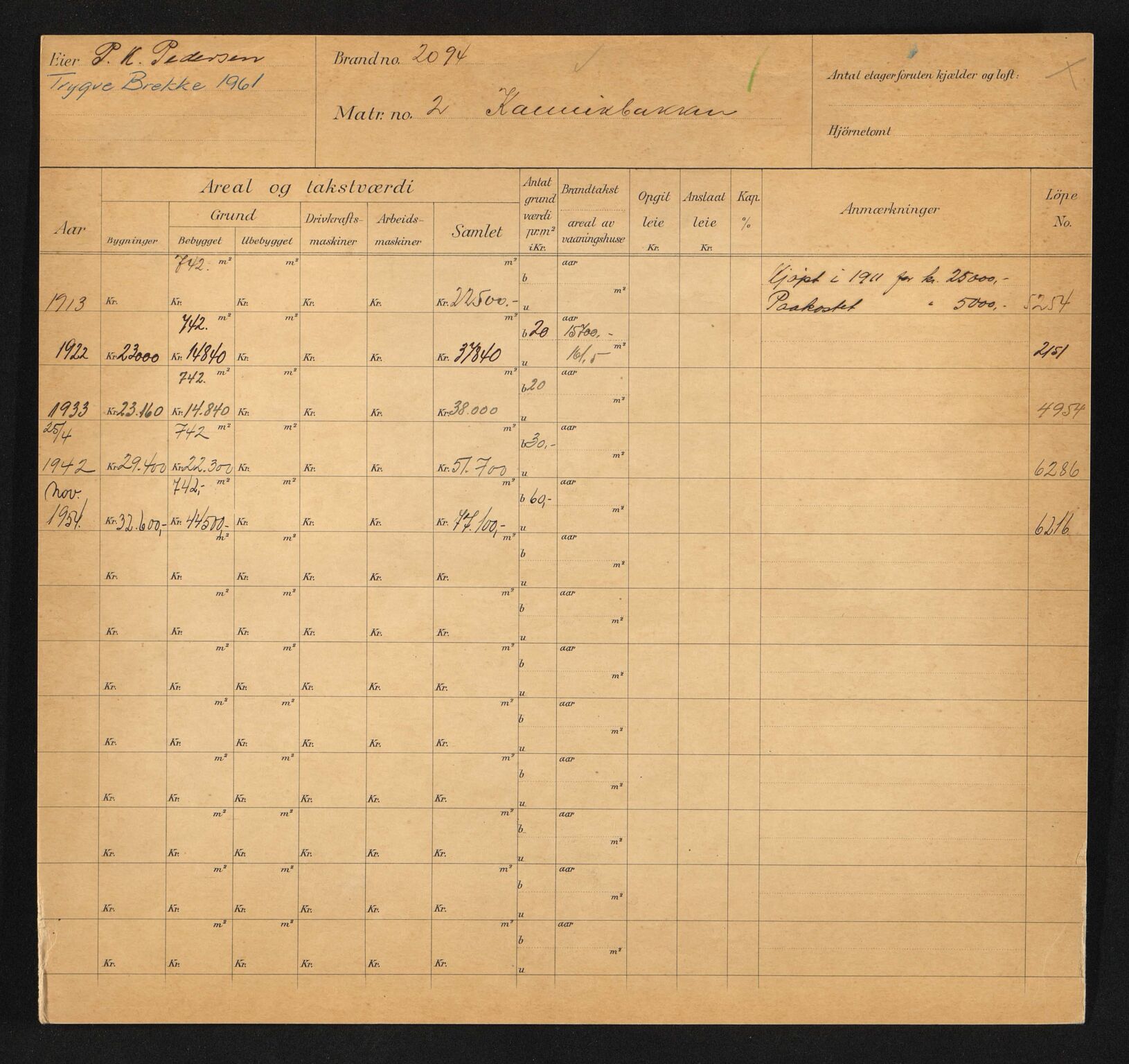 Stavanger kommune. Skattetakstvesenet, BYST/A-0440/F/Fa/Faa/L0023/0003: Skattetakstkort / Kannikbakken 2 - Kannikgata 27