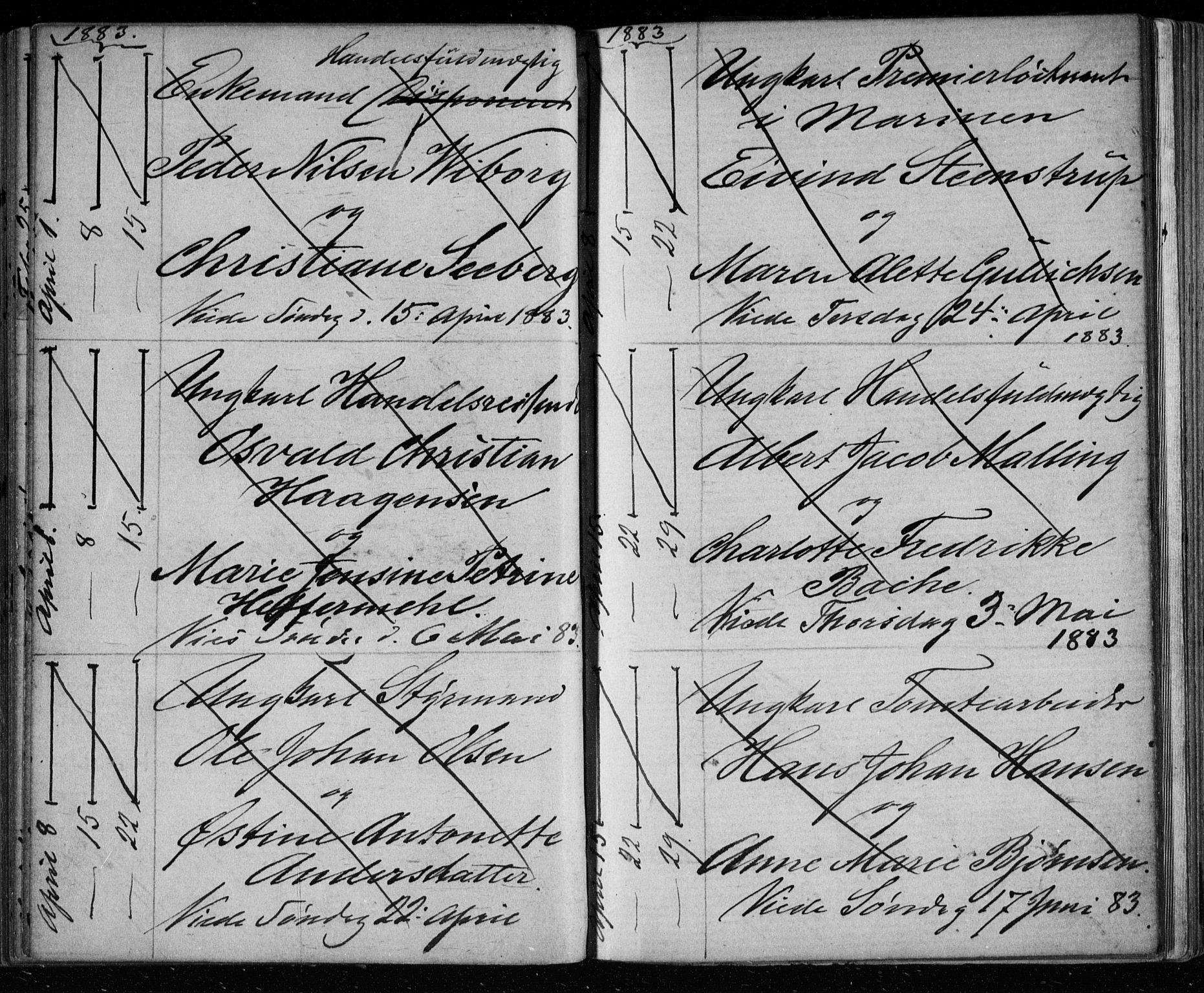 Bragernes kirkebøker, AV/SAKO-A-6/H/Ha/L0006: Banns register no. 6, 1873-1896