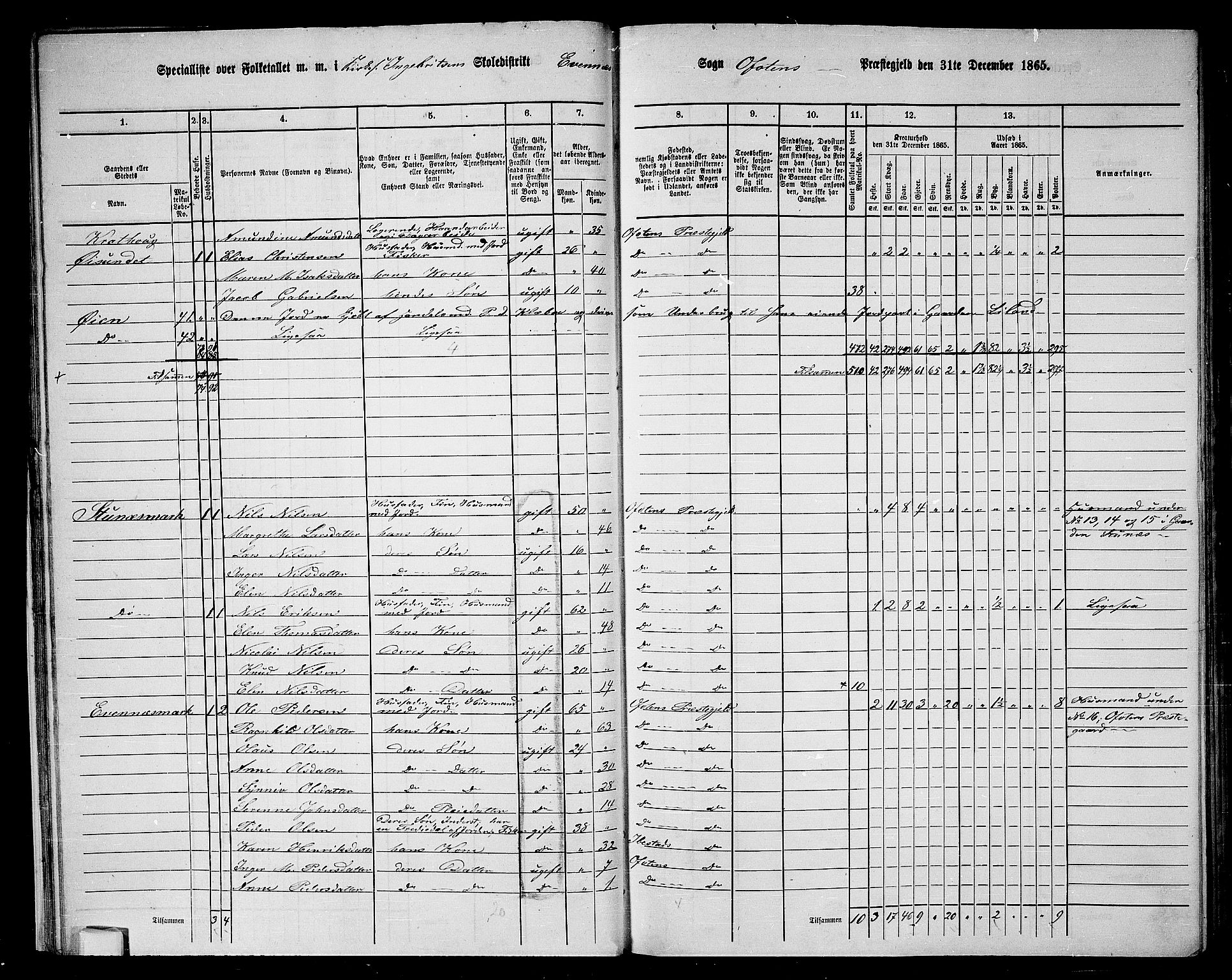 RA, 1865 census for Ofoten, 1865, p. 30