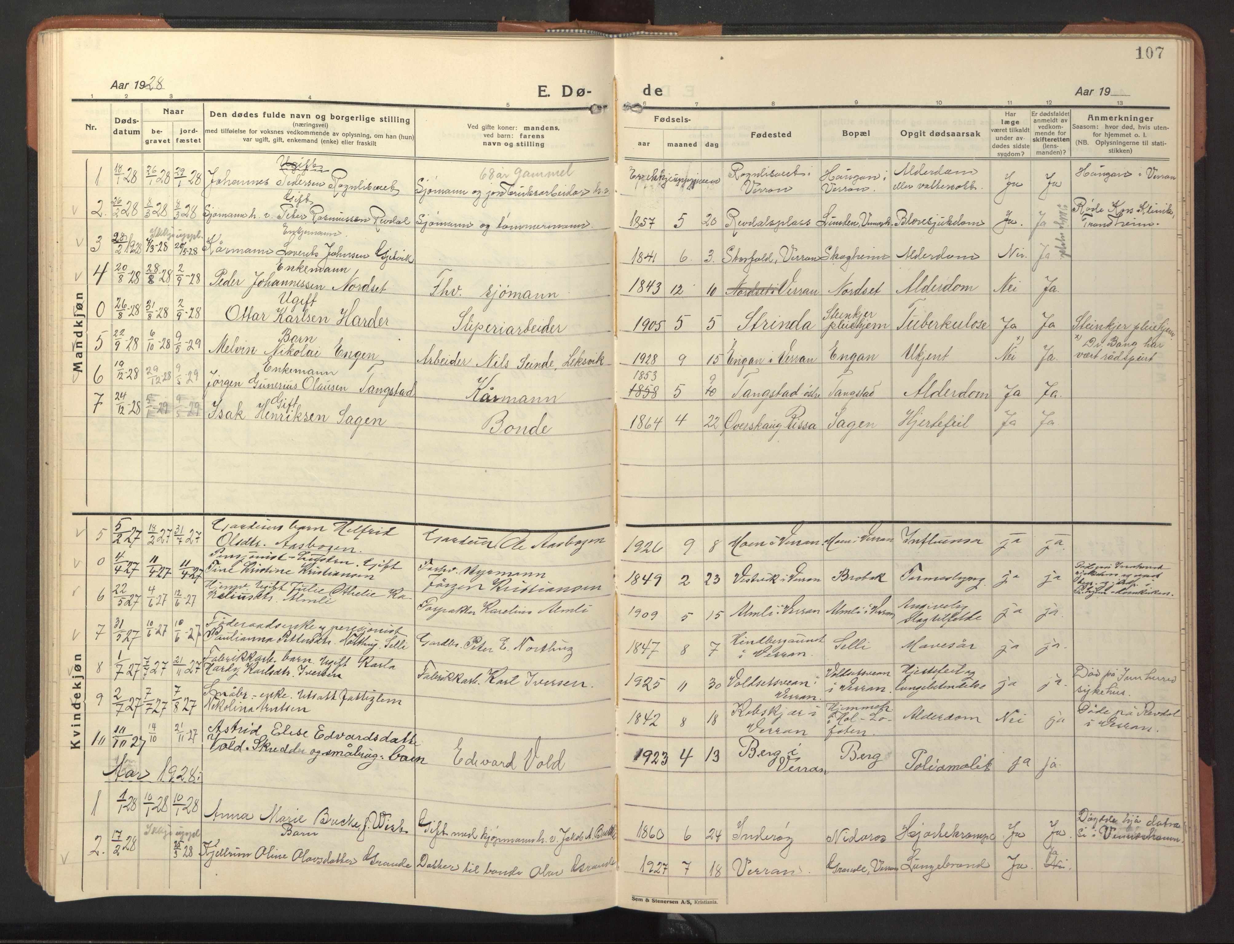 Ministerialprotokoller, klokkerbøker og fødselsregistre - Nord-Trøndelag, SAT/A-1458/744/L0425: Parish register (copy) no. 744C04, 1924-1947, p. 107